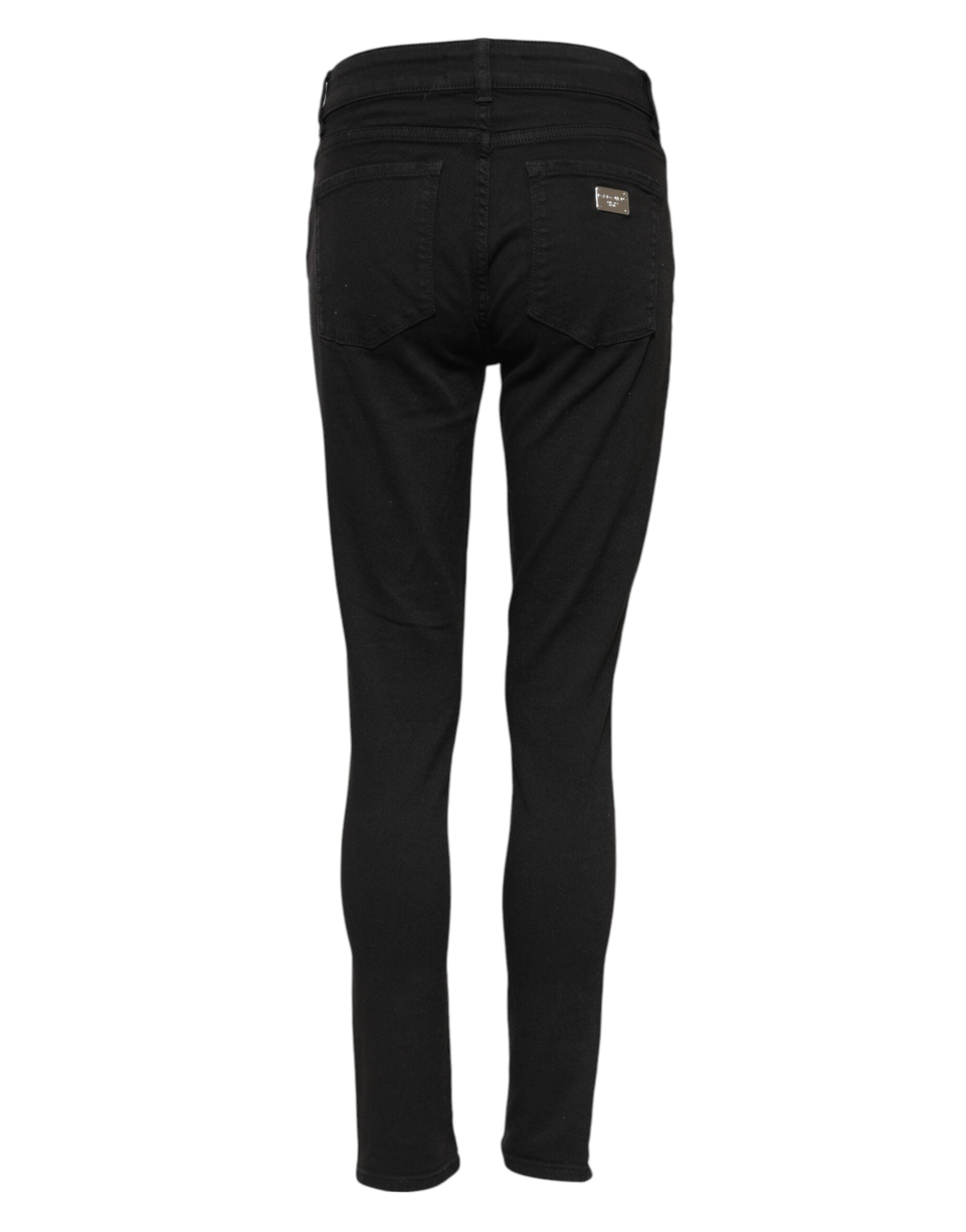 Dolce &amp; Gabbana Sorte Bomulds Skinny Mellemhøj Talje Denim Jeans 