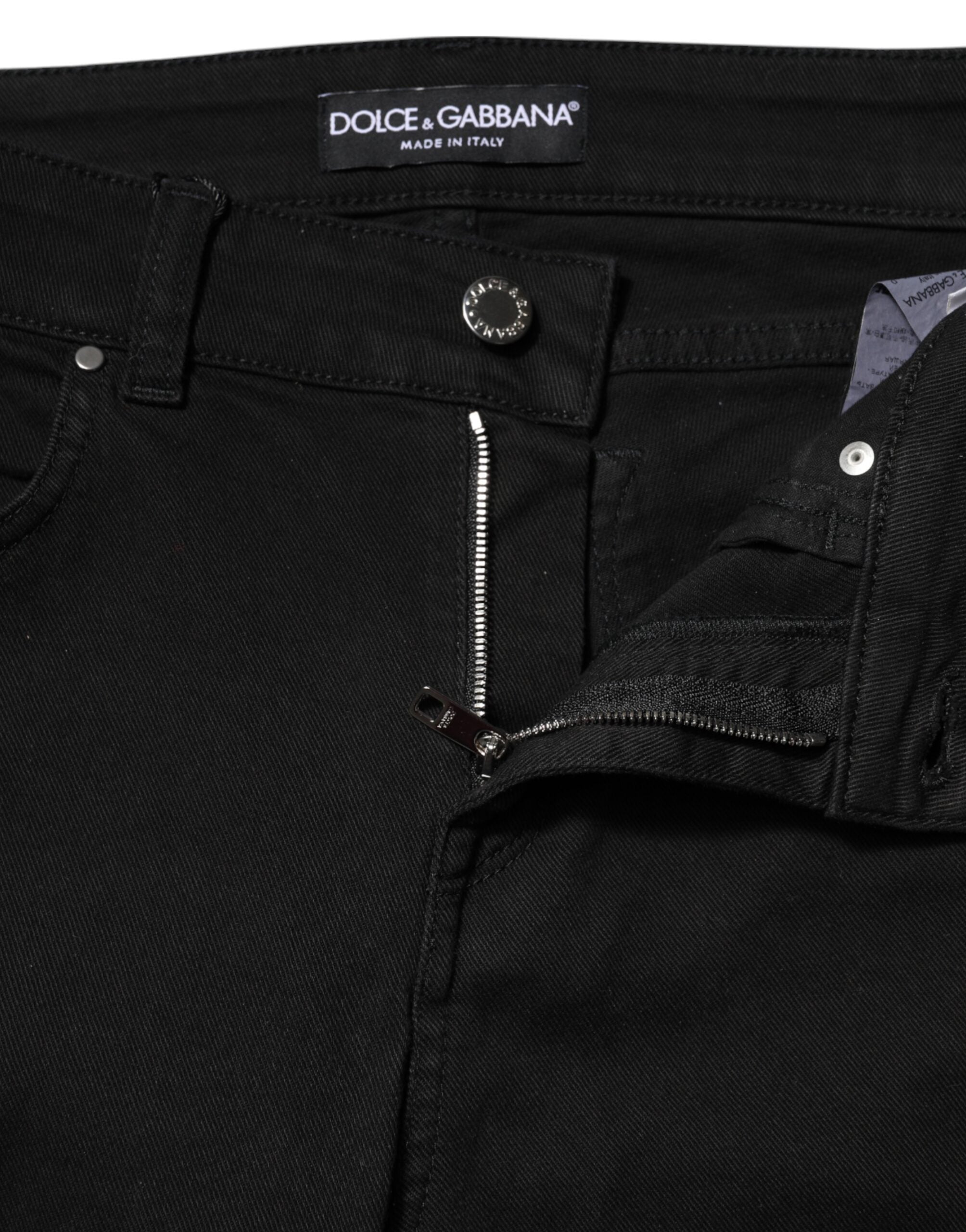 Dolce &amp; Gabbana Sorte Bomulds Skinny Mellemhøj Talje Denim Jeans 