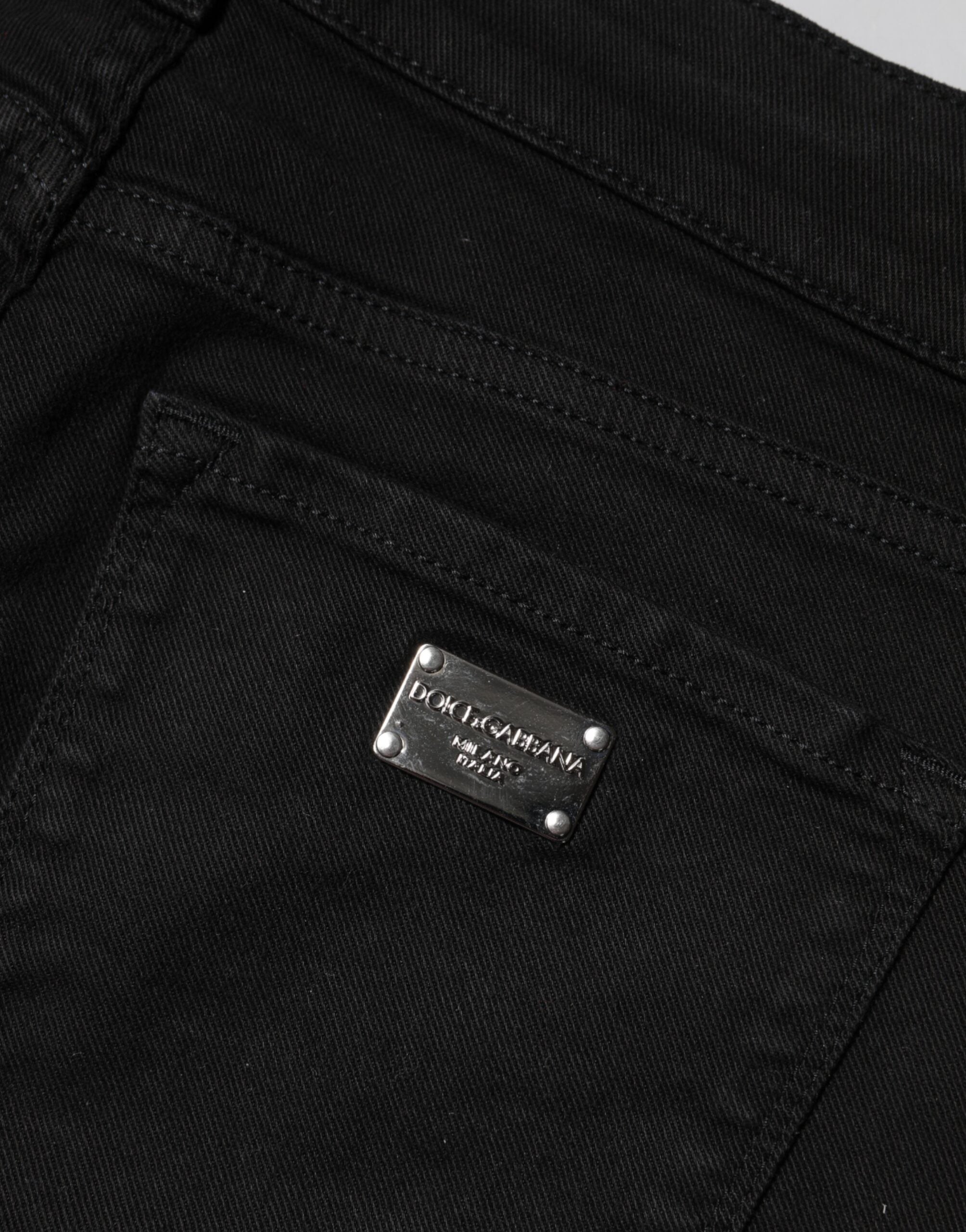 Dolce &amp; Gabbana Sorte Bomulds Skinny Mellemhøj Talje Denim Jeans 
