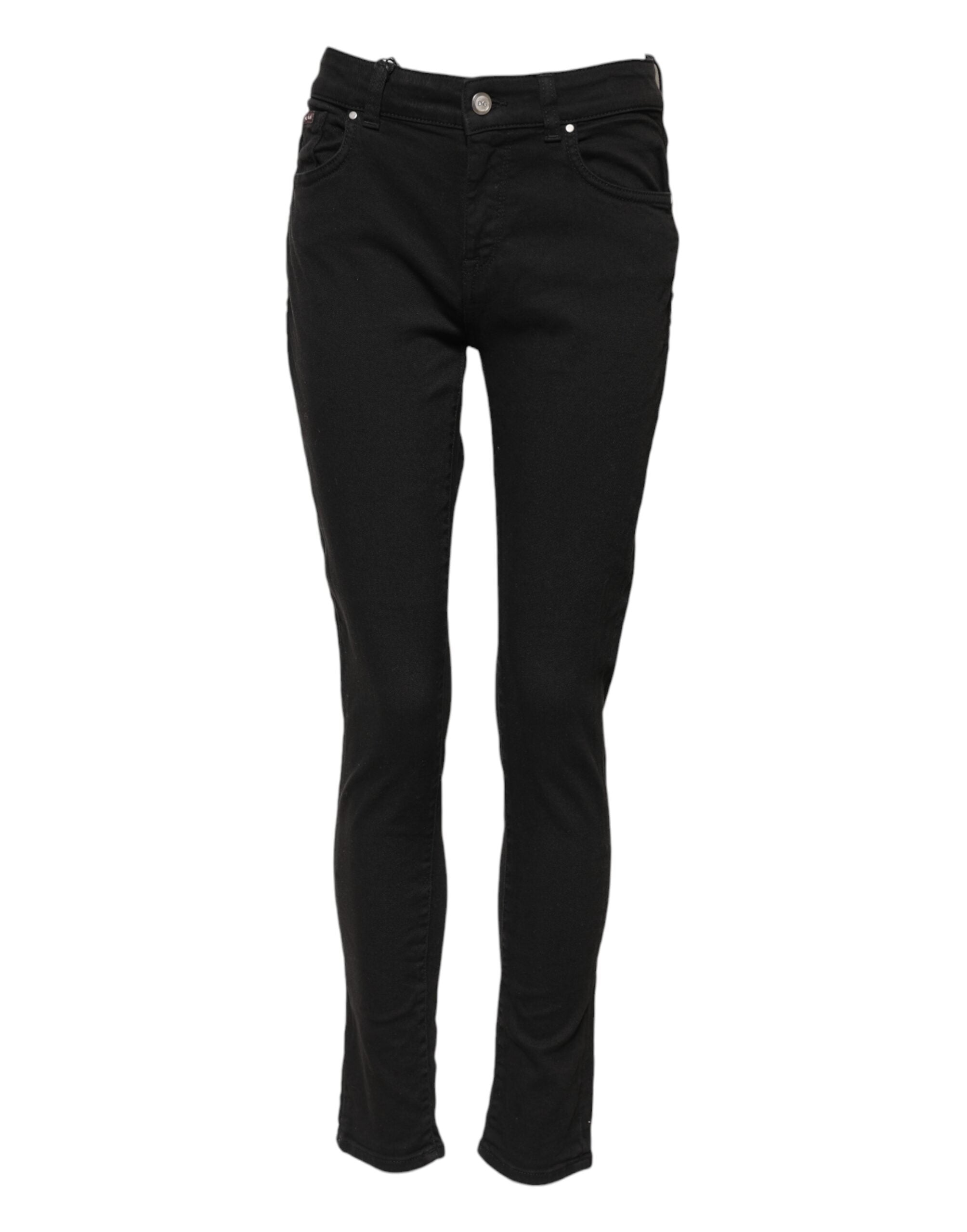 Dolce &amp; Gabbana svarta bomulls skinny jeans med medelhög midja 