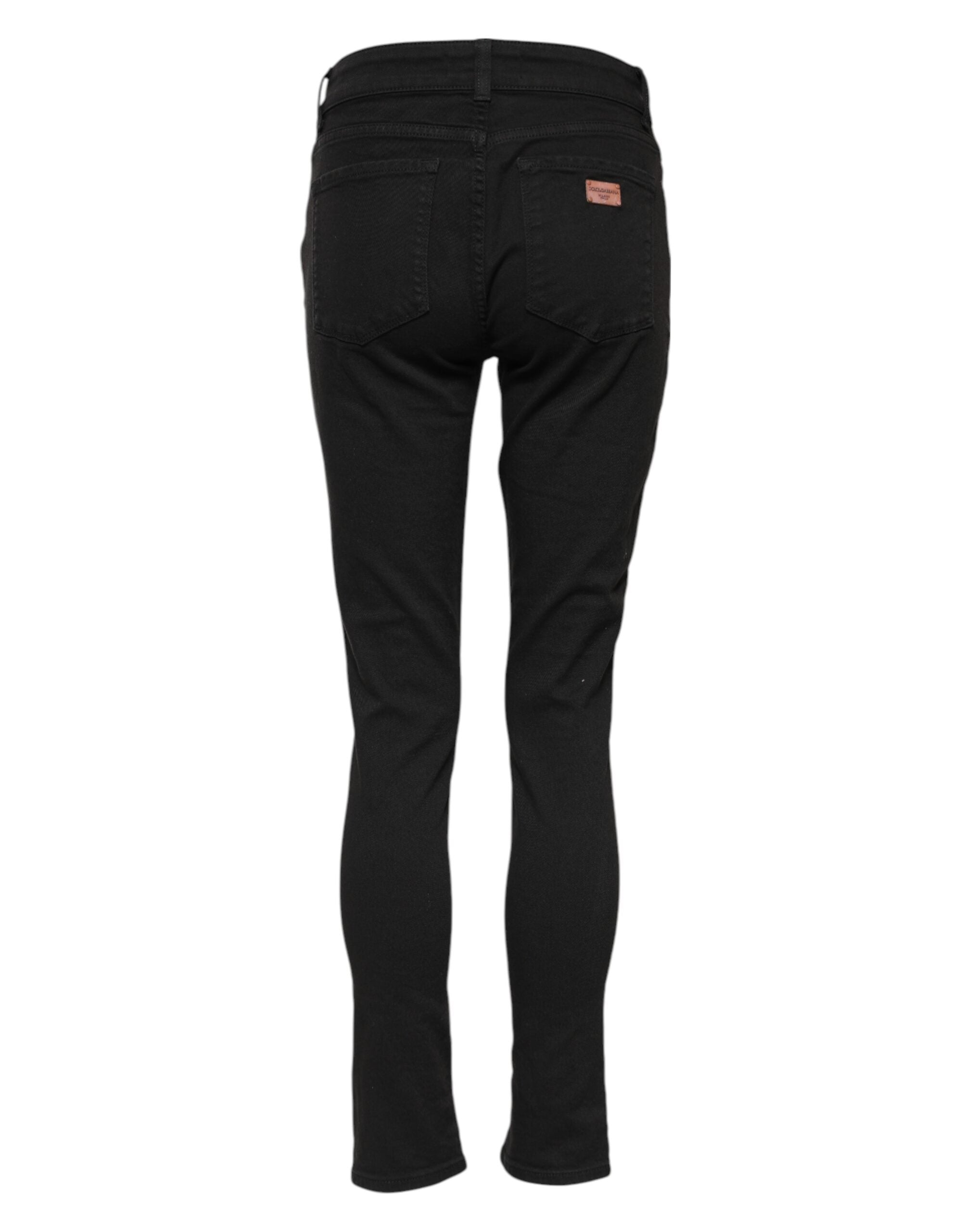 Dolce &amp; Gabbana svarta bomulls skinny jeans med medelhög midja 