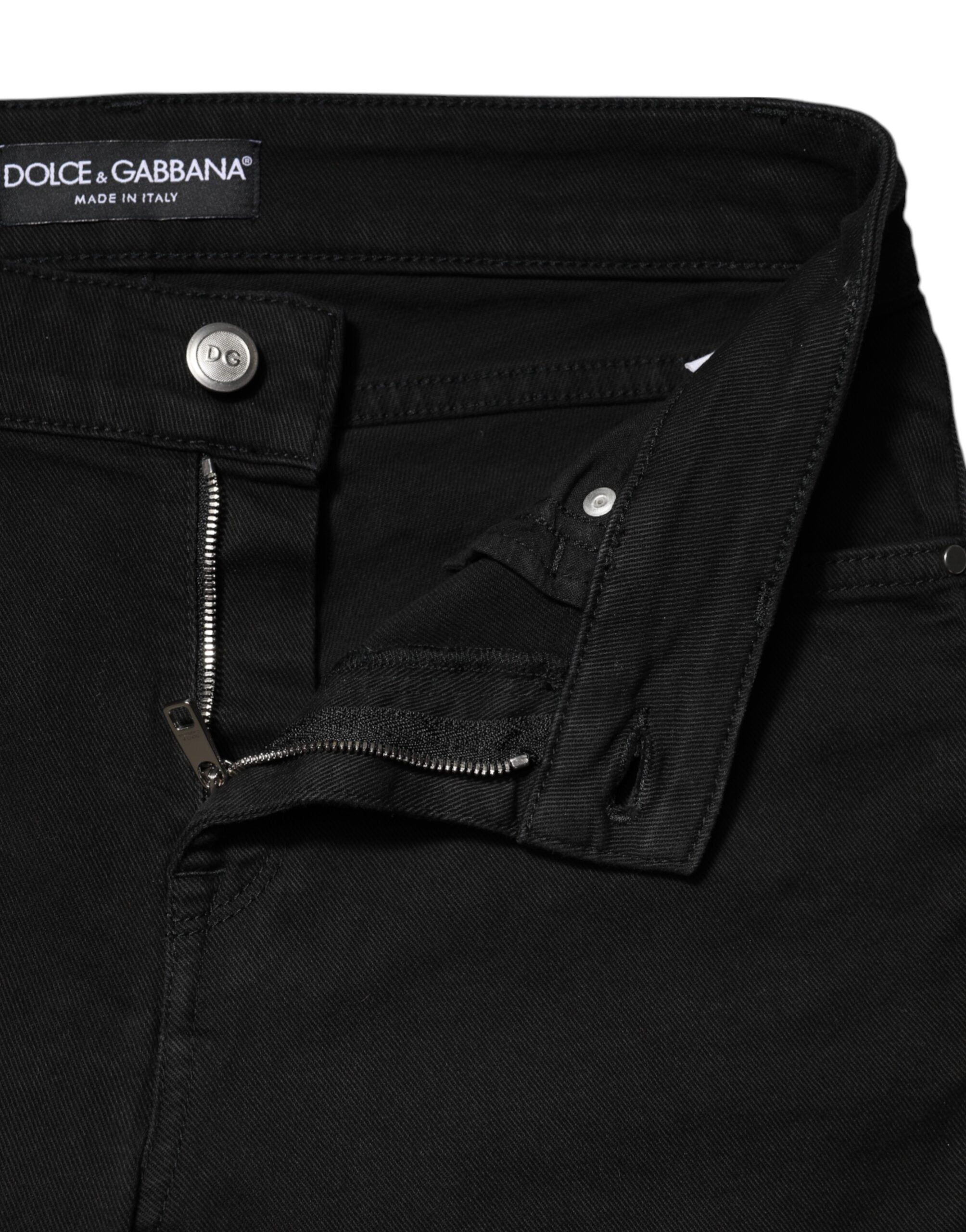 Dolce &amp; Gabbana svarta bomulls skinny jeans med medelhög midja 