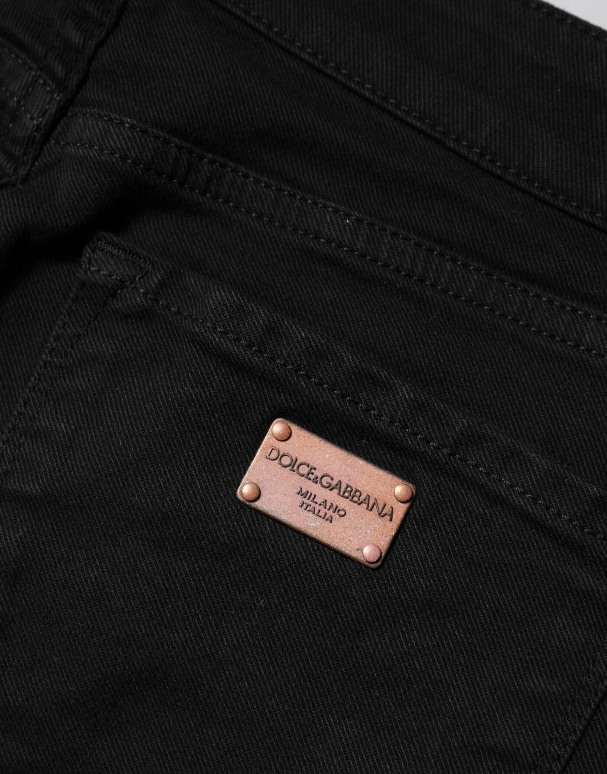 Dolce &amp; Gabbana svarta bomulls skinny jeans med medelhög midja 