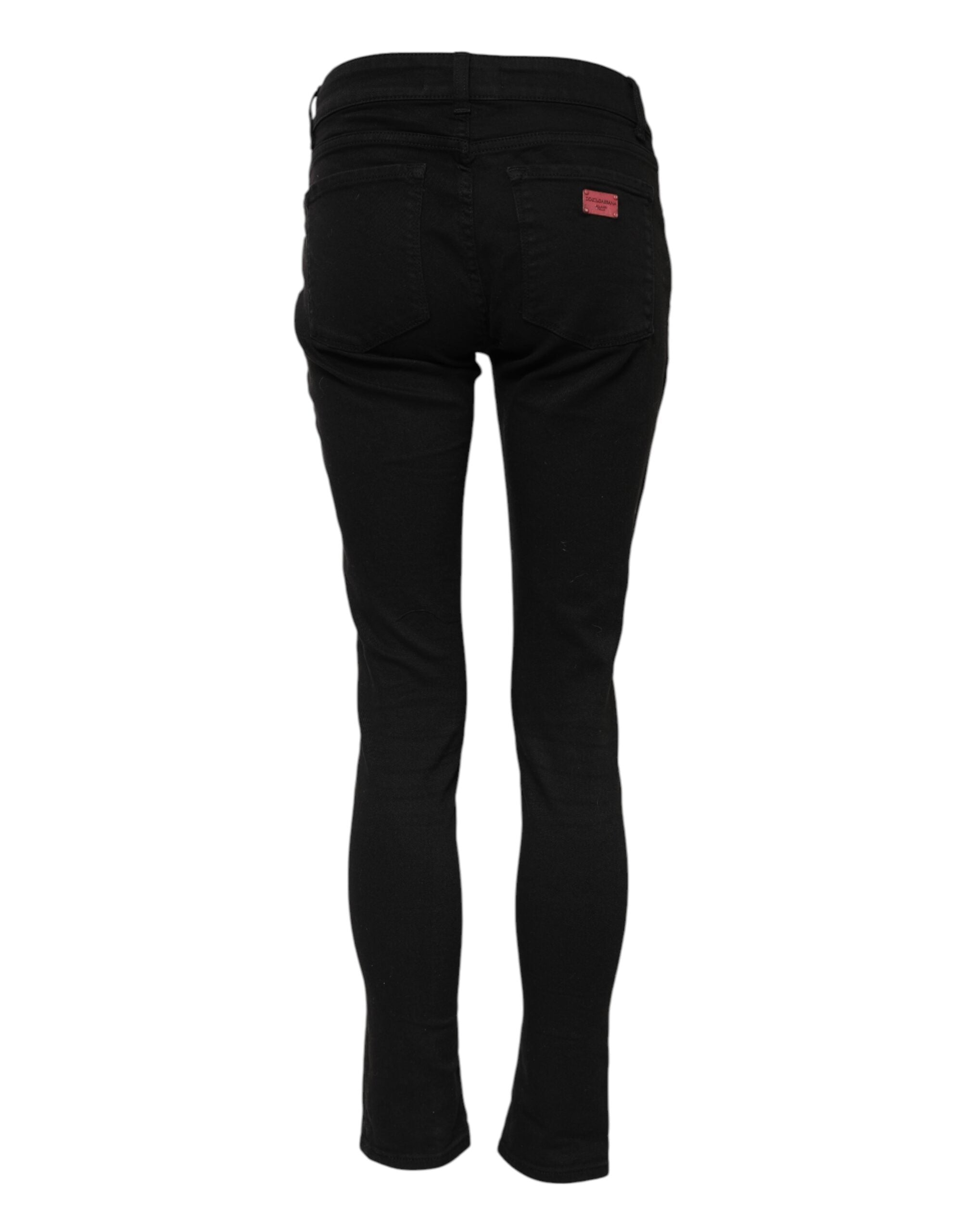 Dolce &amp; Gabbana Sorte Bomulds Skinny Mellemhøj Talje Denim Jeans 