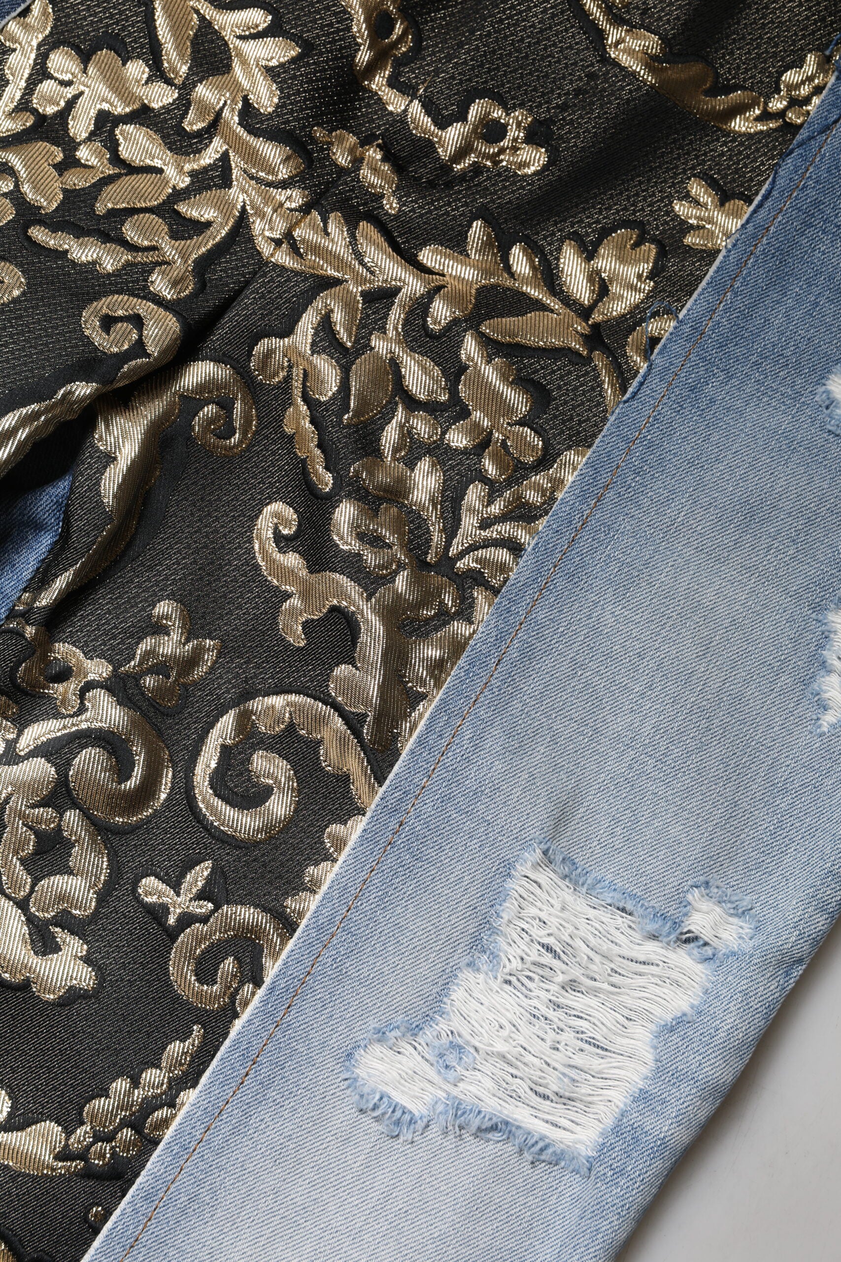 Dolce &amp; Gabbana Flerfarvede Patchwork Tapered Denim Jeans 