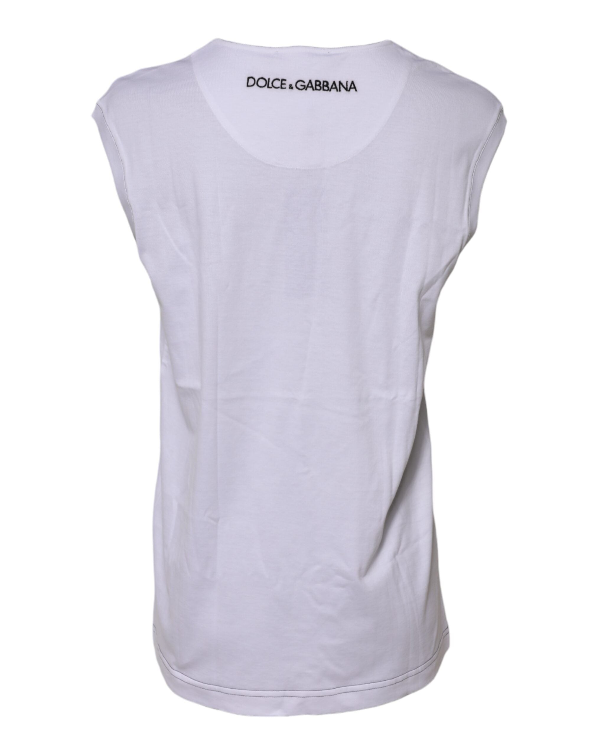 Dolce &amp; Gabbana hvid bomulds-t-shirt med ærmeløs tryk