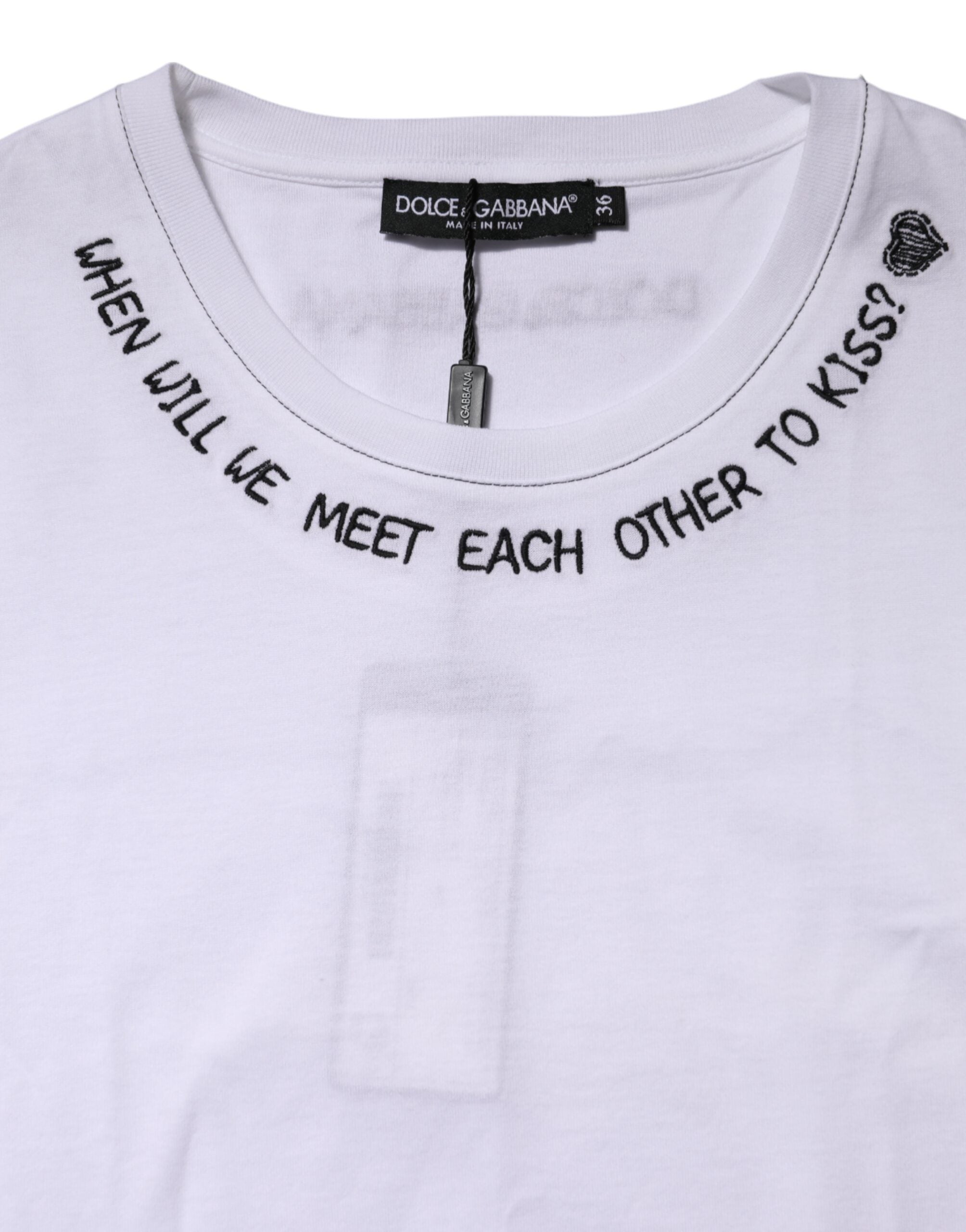 Dolce &amp; Gabbana hvid bomulds-t-shirt med ærmeløs tryk