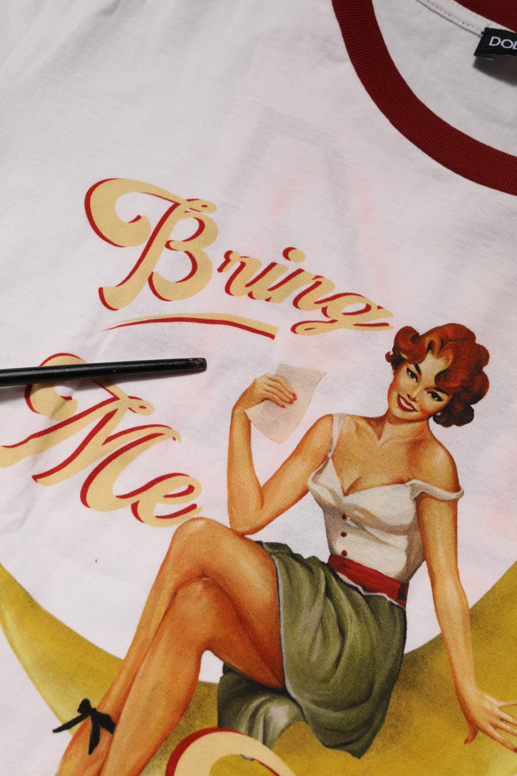 Dolce & Gabbana White Bring Me To The Moon Pin Up T-shirt Top
