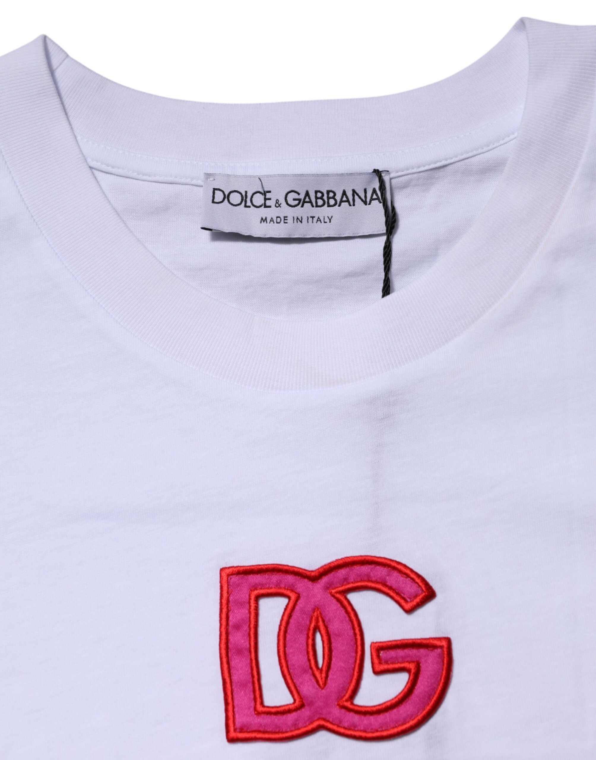 Dolce &amp; Gabbana Vit bomullstopp med DG-logotyp och broderi 