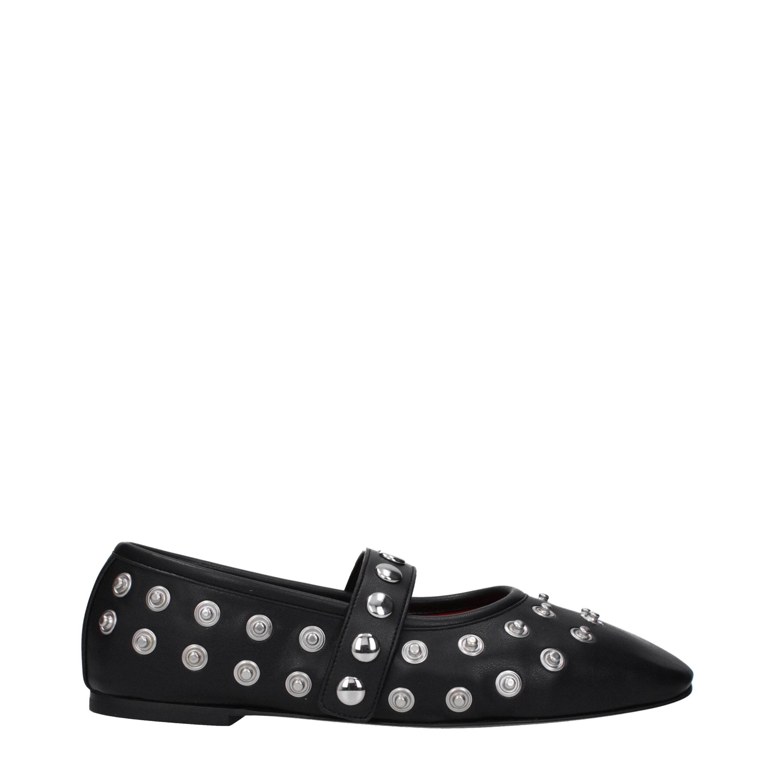 Stella McCartney Black Leather Ballet Flats - Hilstor