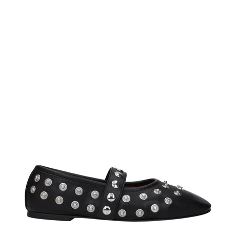 Stella McCartney Black Leather Ballet Flats - Hilstor