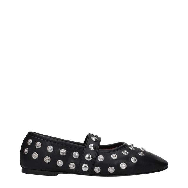 Stella McCartney Black Leather Ballet Flats - Hilstor