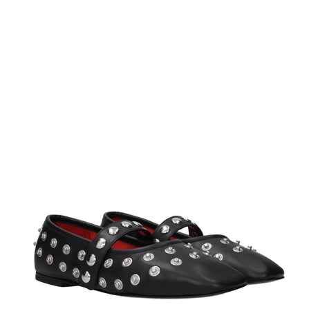 Stella McCartney Black Leather Ballet Flats - Hilstor
