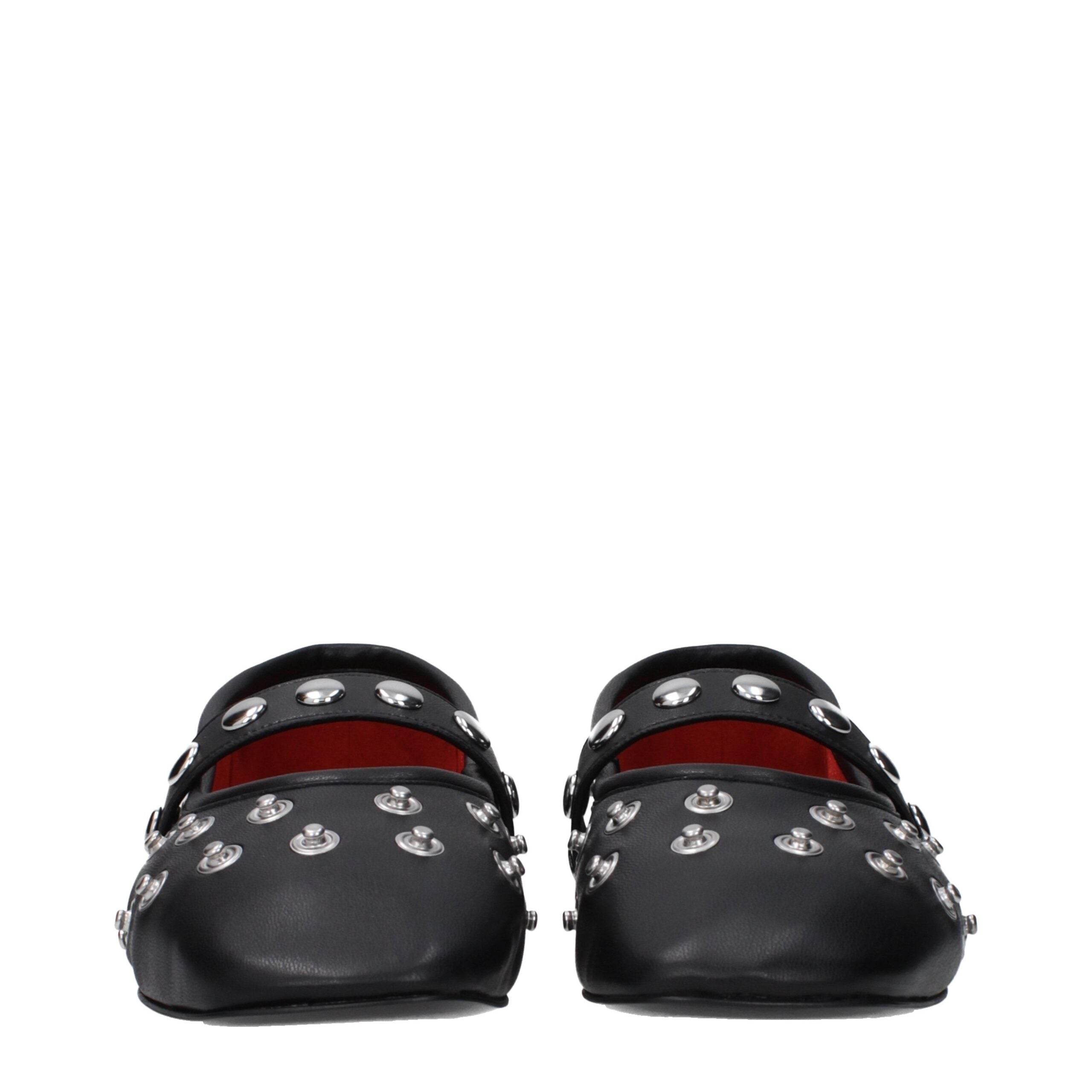 Stella McCartney Black Leather Ballet Flats - Hilstor