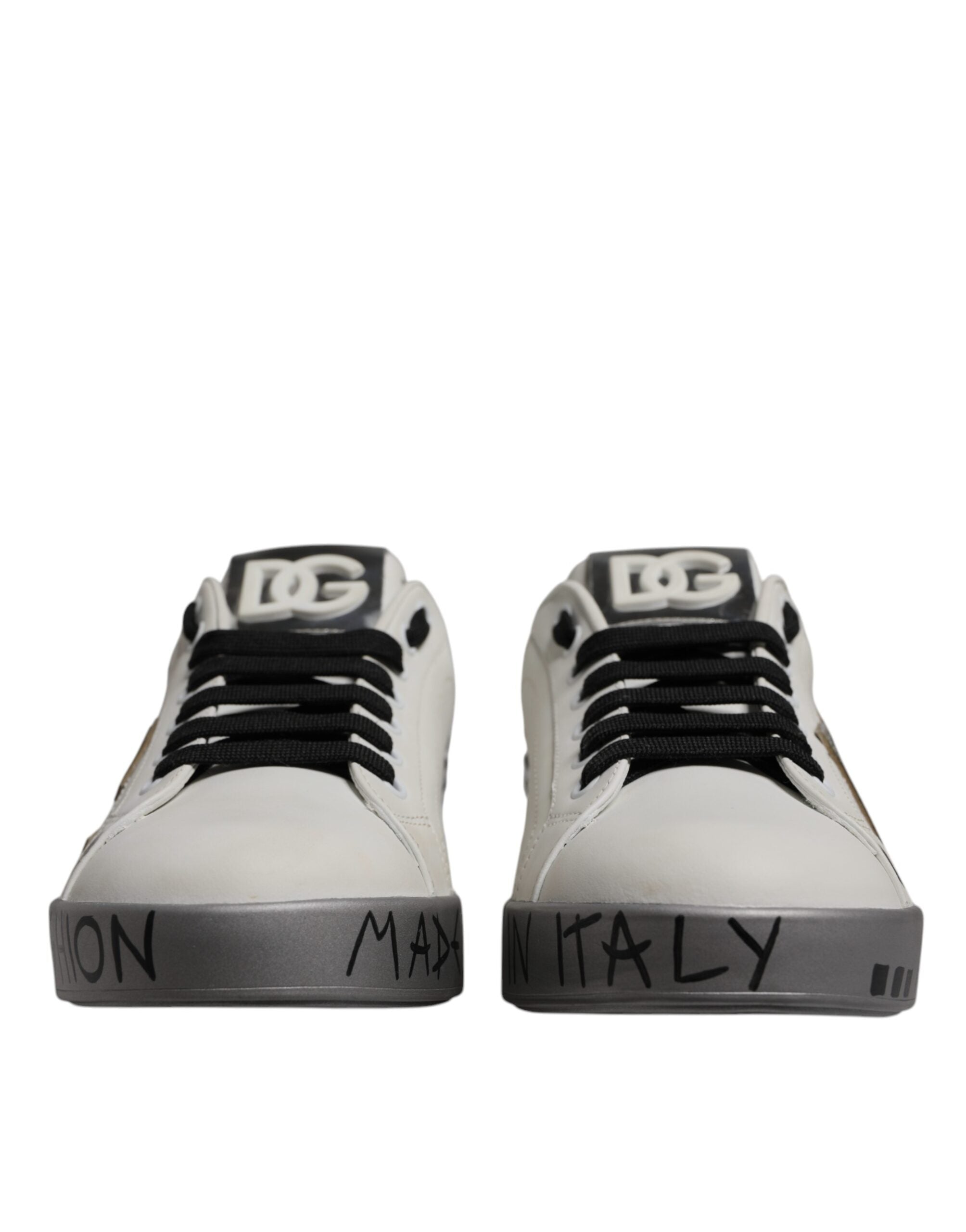 Dolce & Gabbana White Crystal Logo Portofino Sneakers Shoes