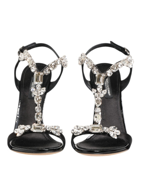 Dolce &amp; Gabbana Sorte Keira Krystaller Hæle Sandaler Sko