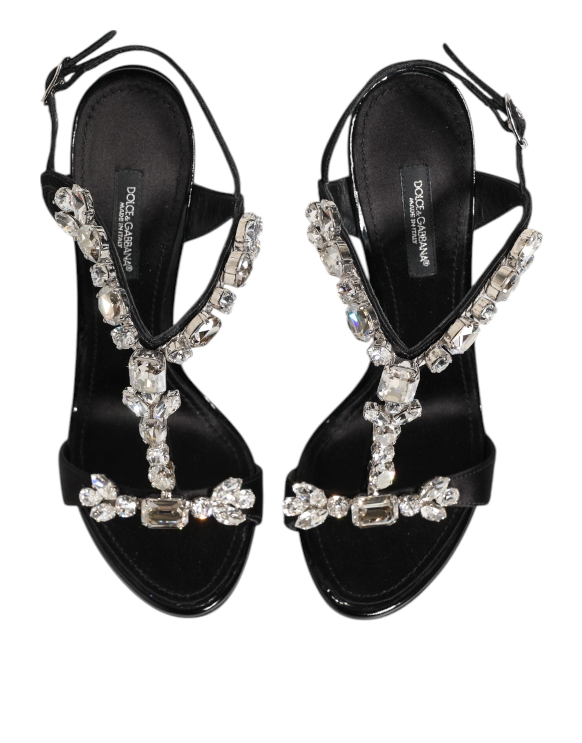 Dolce &amp; Gabbana Svarta Keira Kristaller Klackskor Sandaler