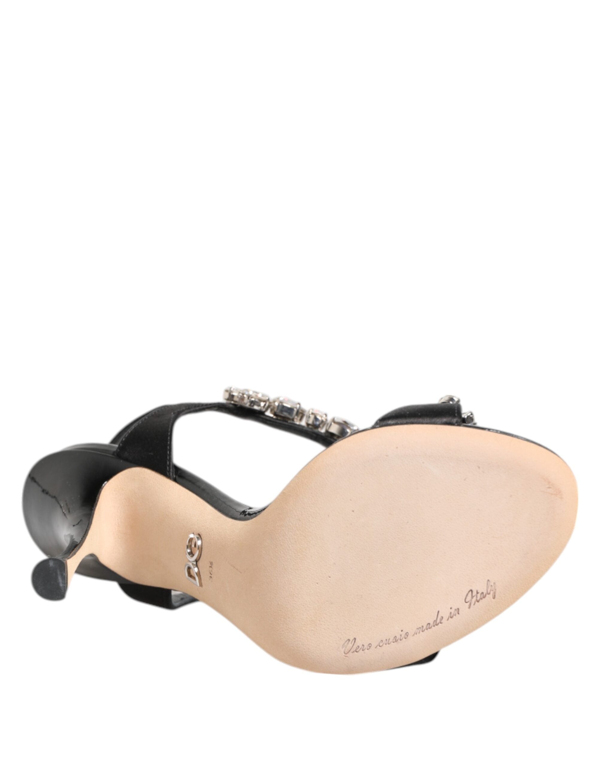 Dolce &amp; Gabbana Svarta Keira Kristaller Klackskor Sandaler