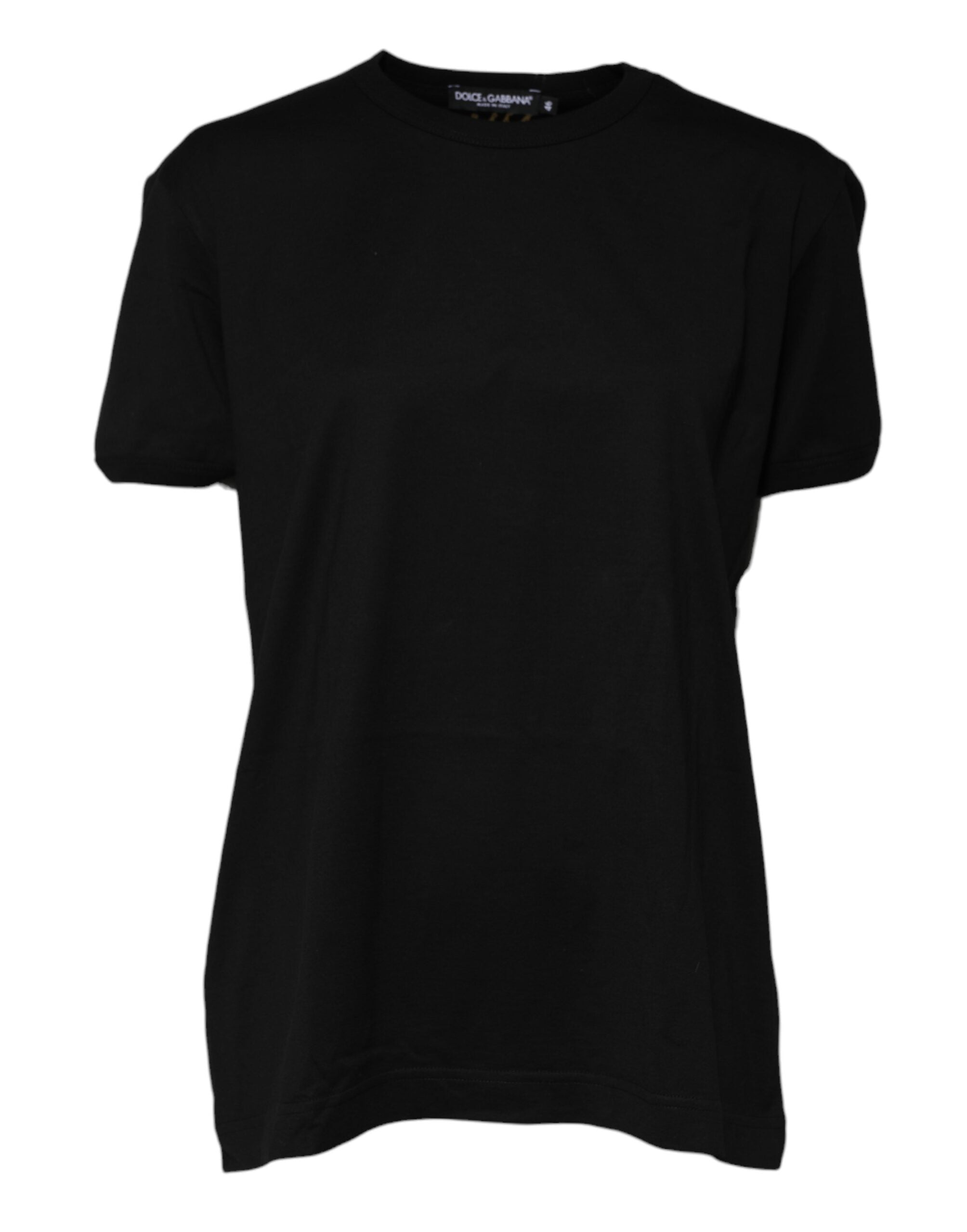 Dolce &amp; Gabbana Sort bomulds-T-shirt med rund hals og Goodluck-logo
