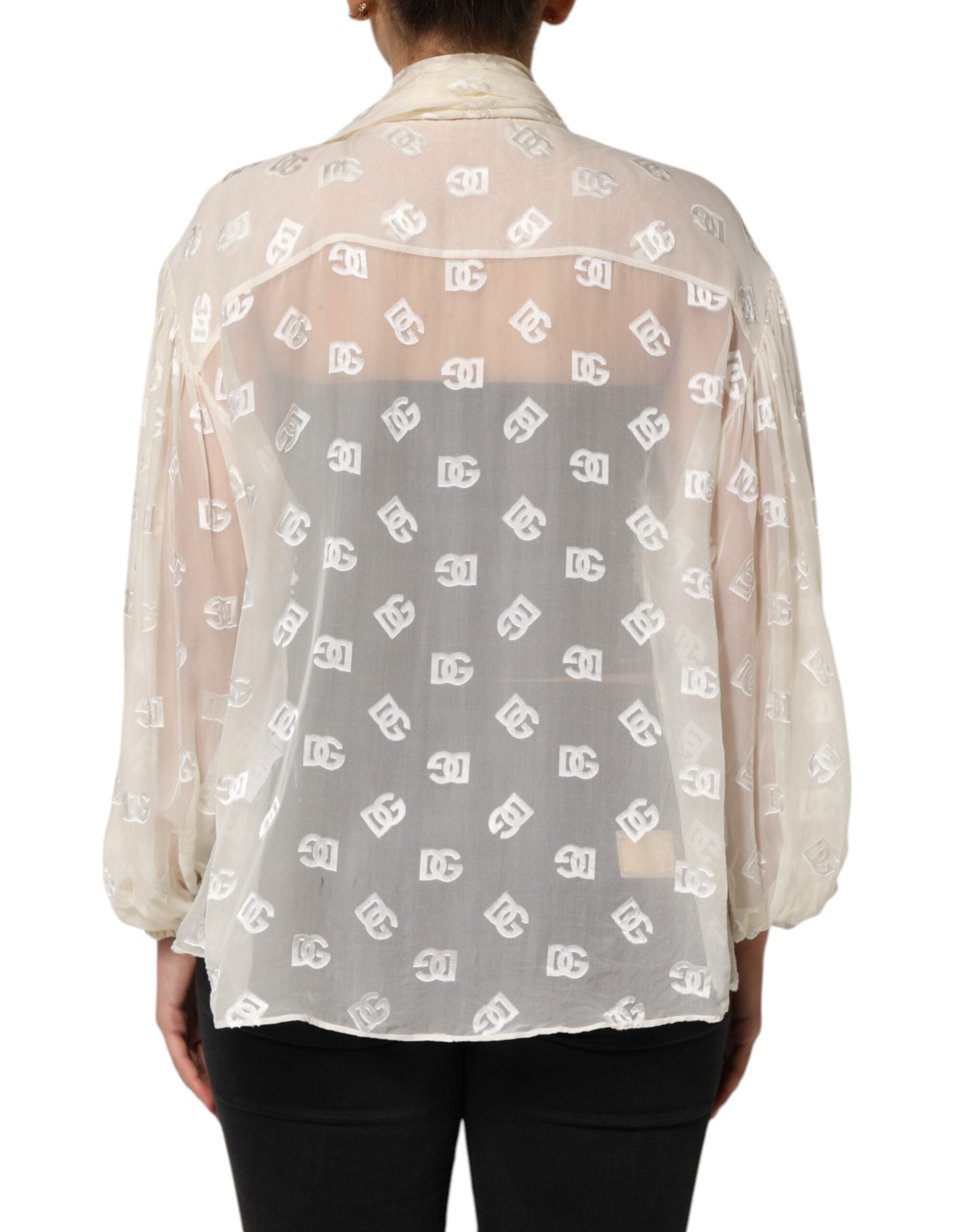 Dolce &amp; Gabbana Off White Logo Monogram Ascot-kravetop