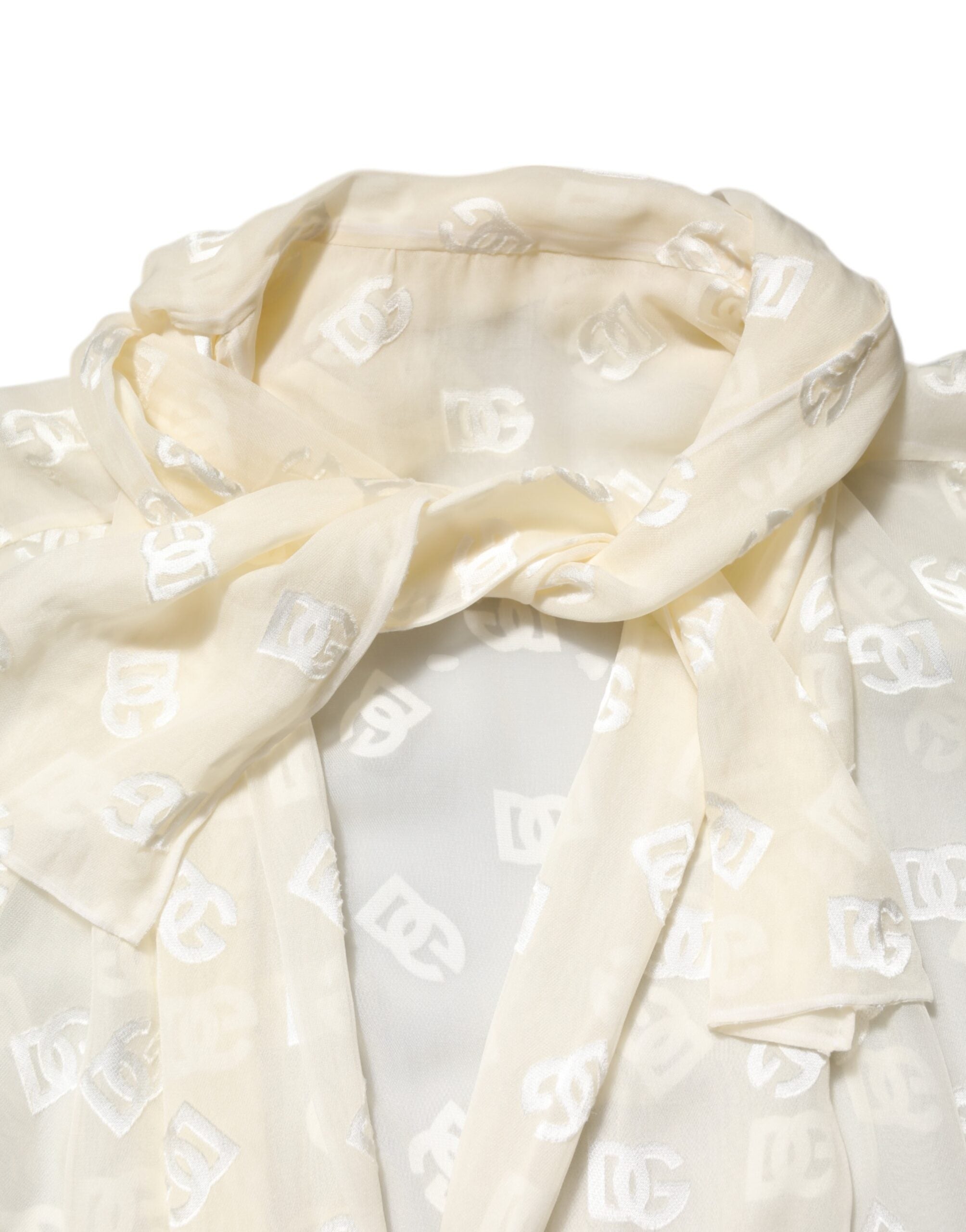 Dolce &amp; Gabbana Off White Logo Monogram Ascot-kravetop