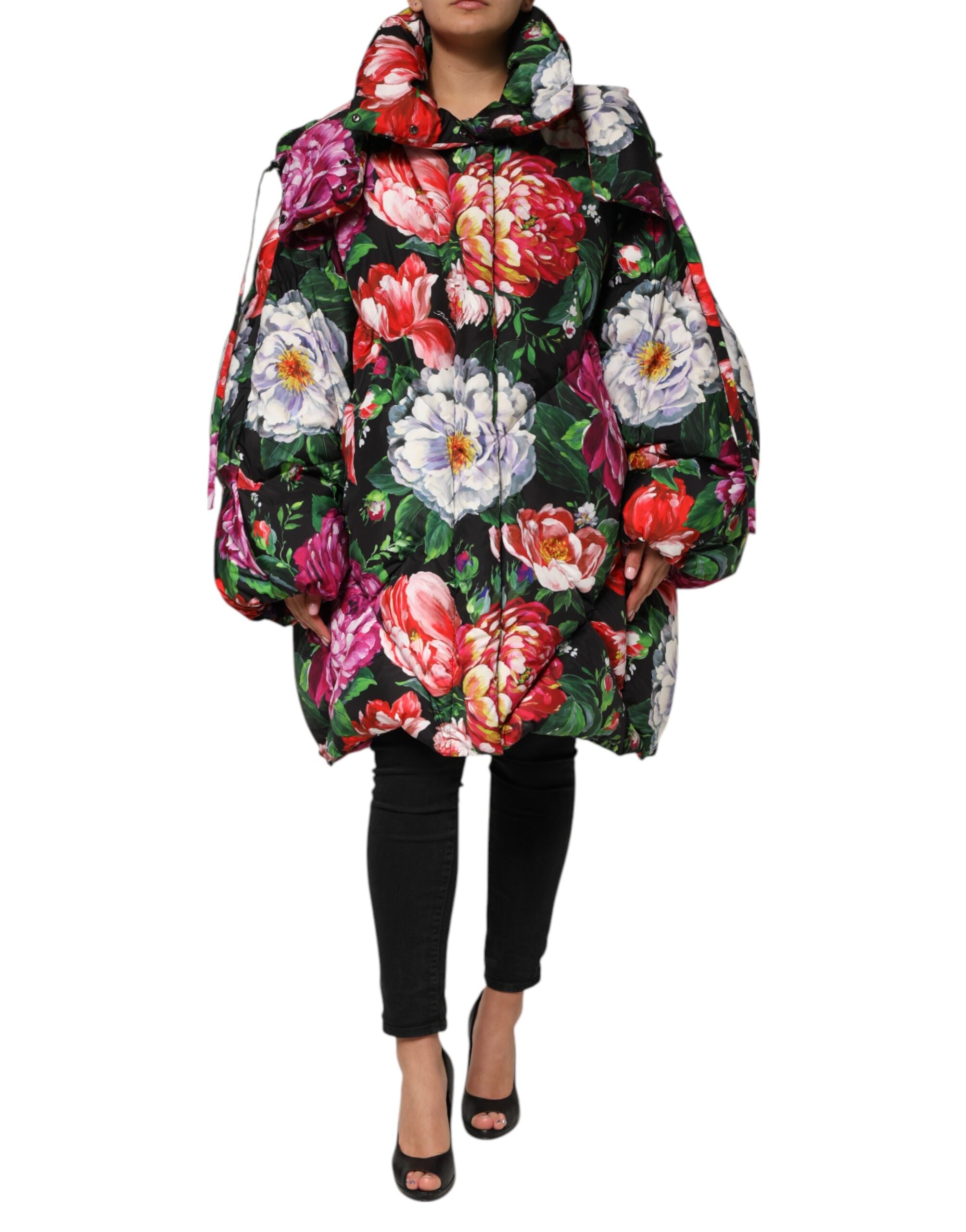 Dolce &amp; Gabbana Flerfarvet Blomsterprintet Hættetrøje med Pufferjakke