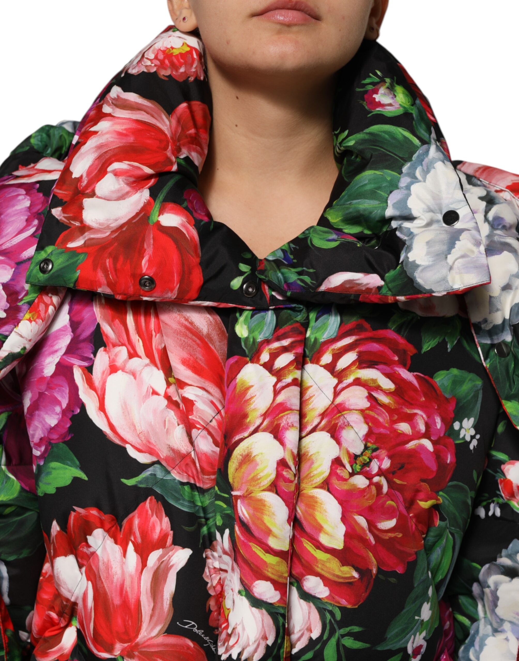 Dolce &amp; Gabbana Flerfarvet Blomsterprintet Hættetrøje med Pufferjakke