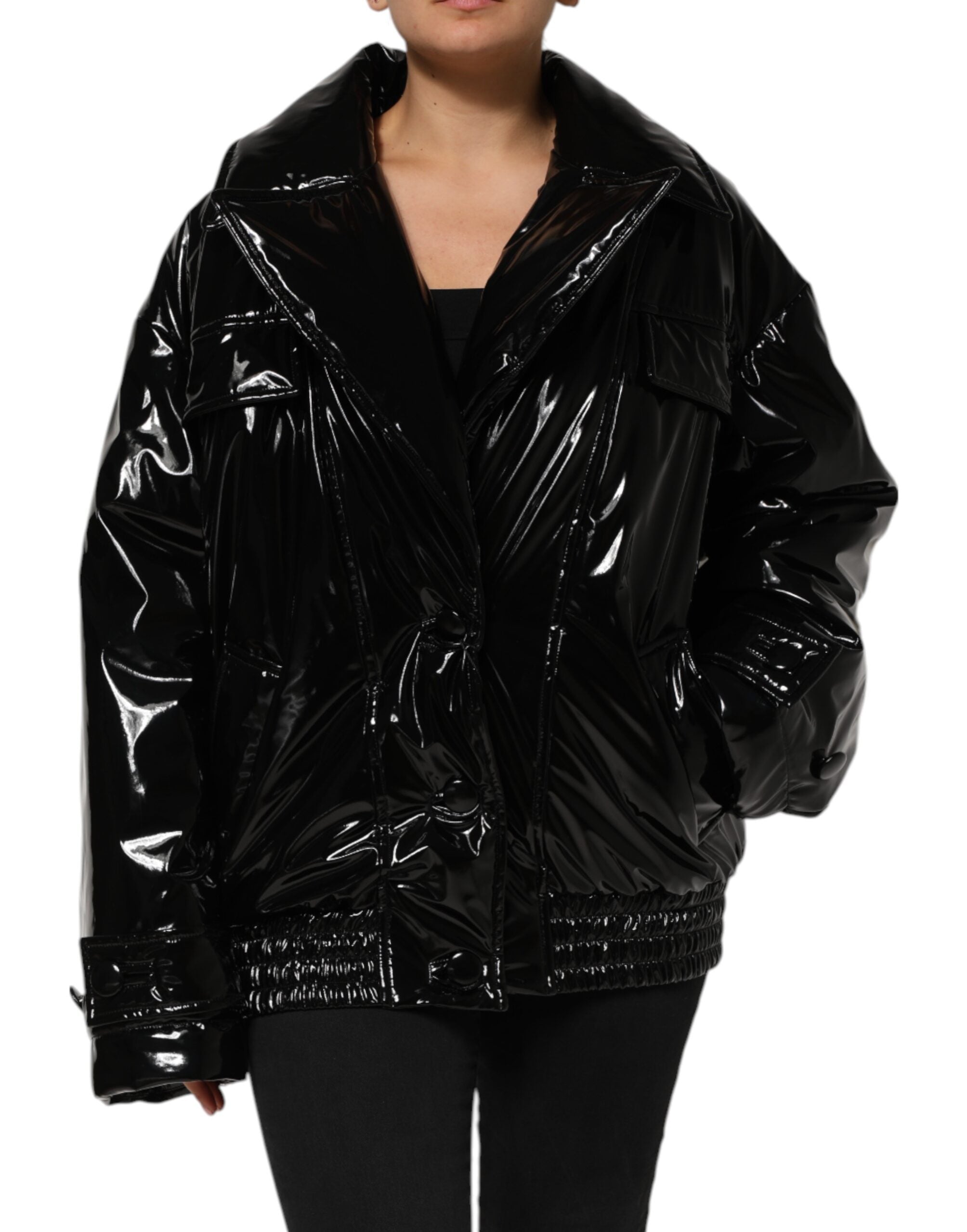 Dolce &amp; Gabbana Polyester Sort Quiltet Pufferjakke