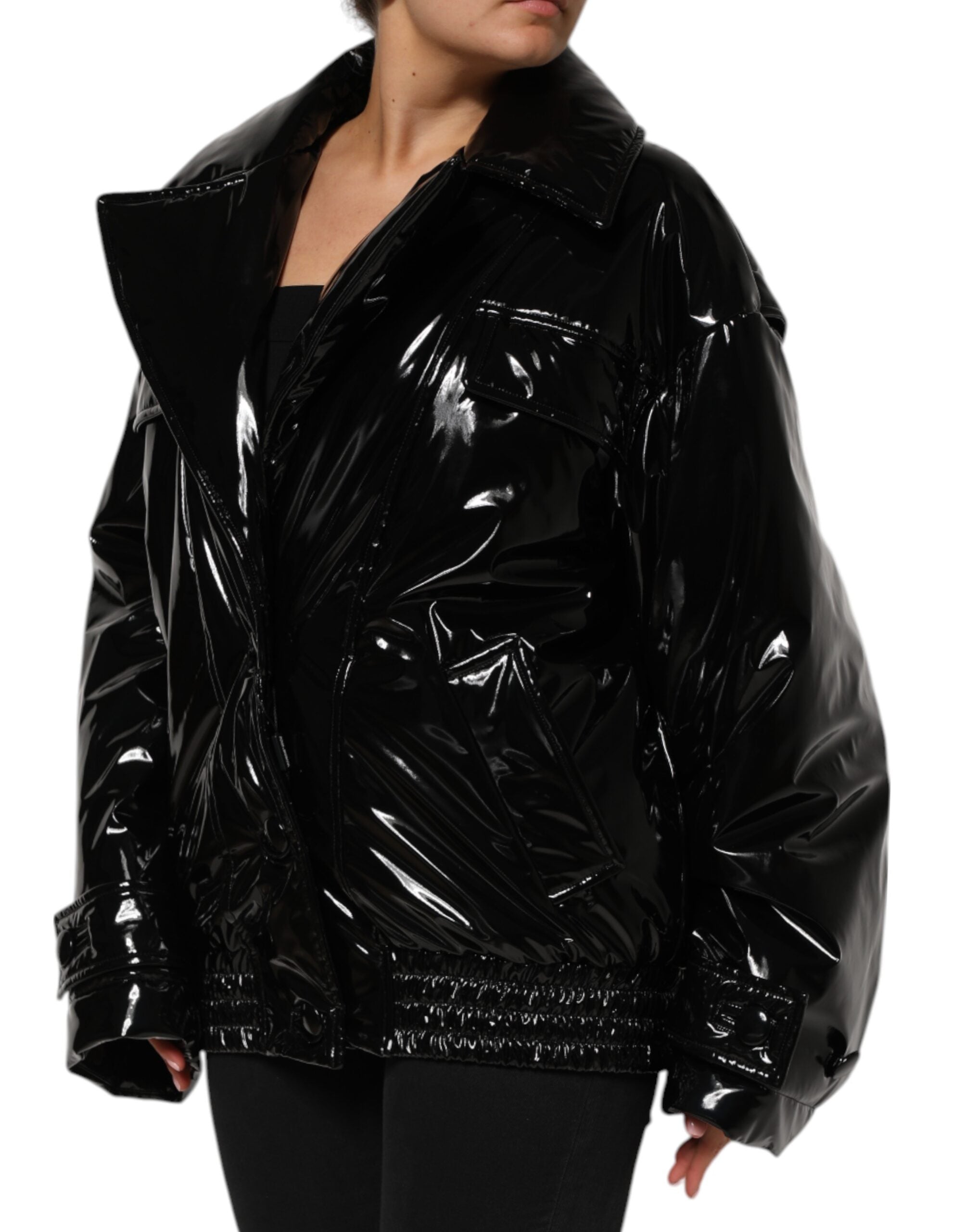 Dolce &amp; Gabbana Polyester Sort Quiltet Pufferjakke