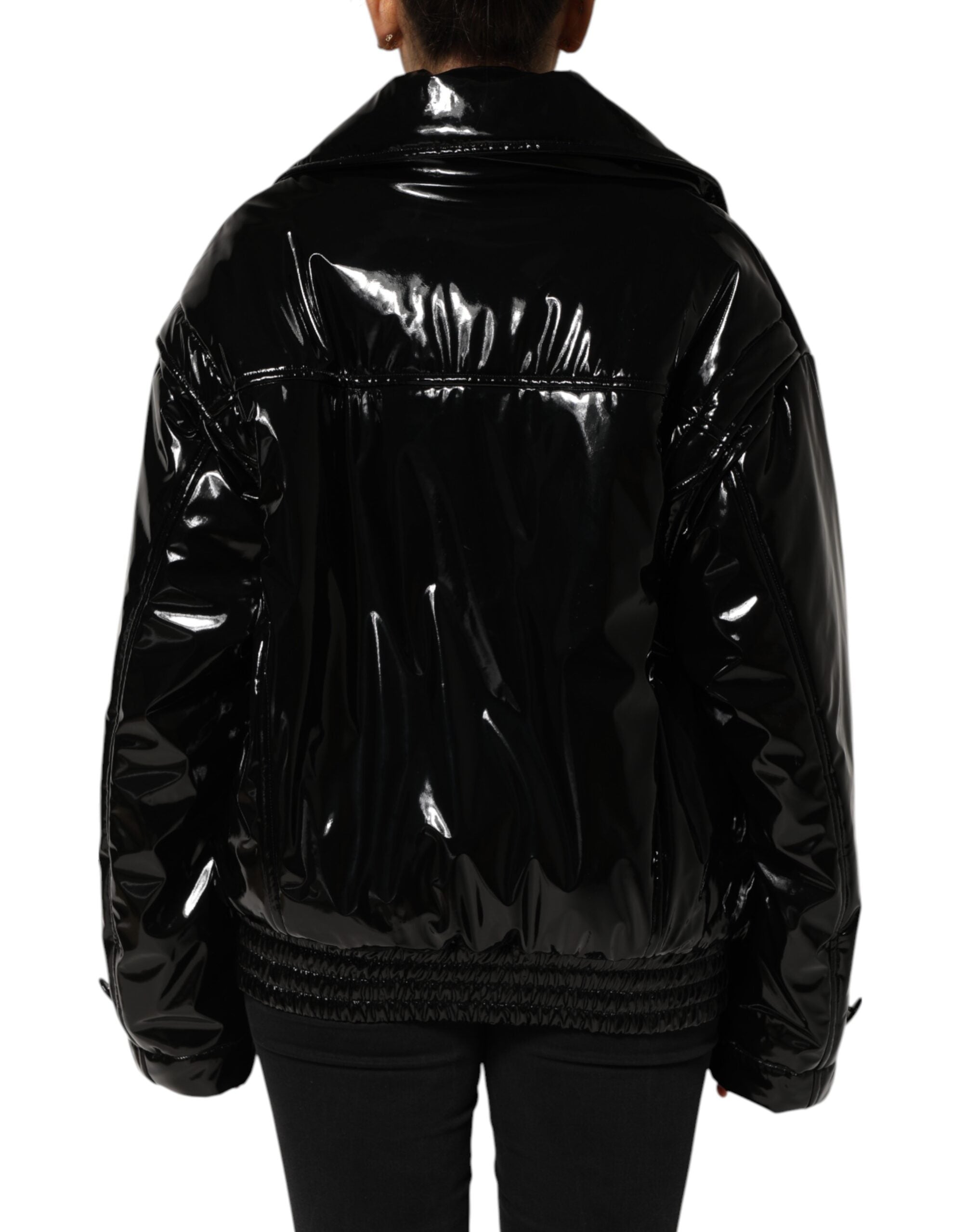 Dolce &amp; Gabbana Polyester Sort Quiltet Pufferjakke