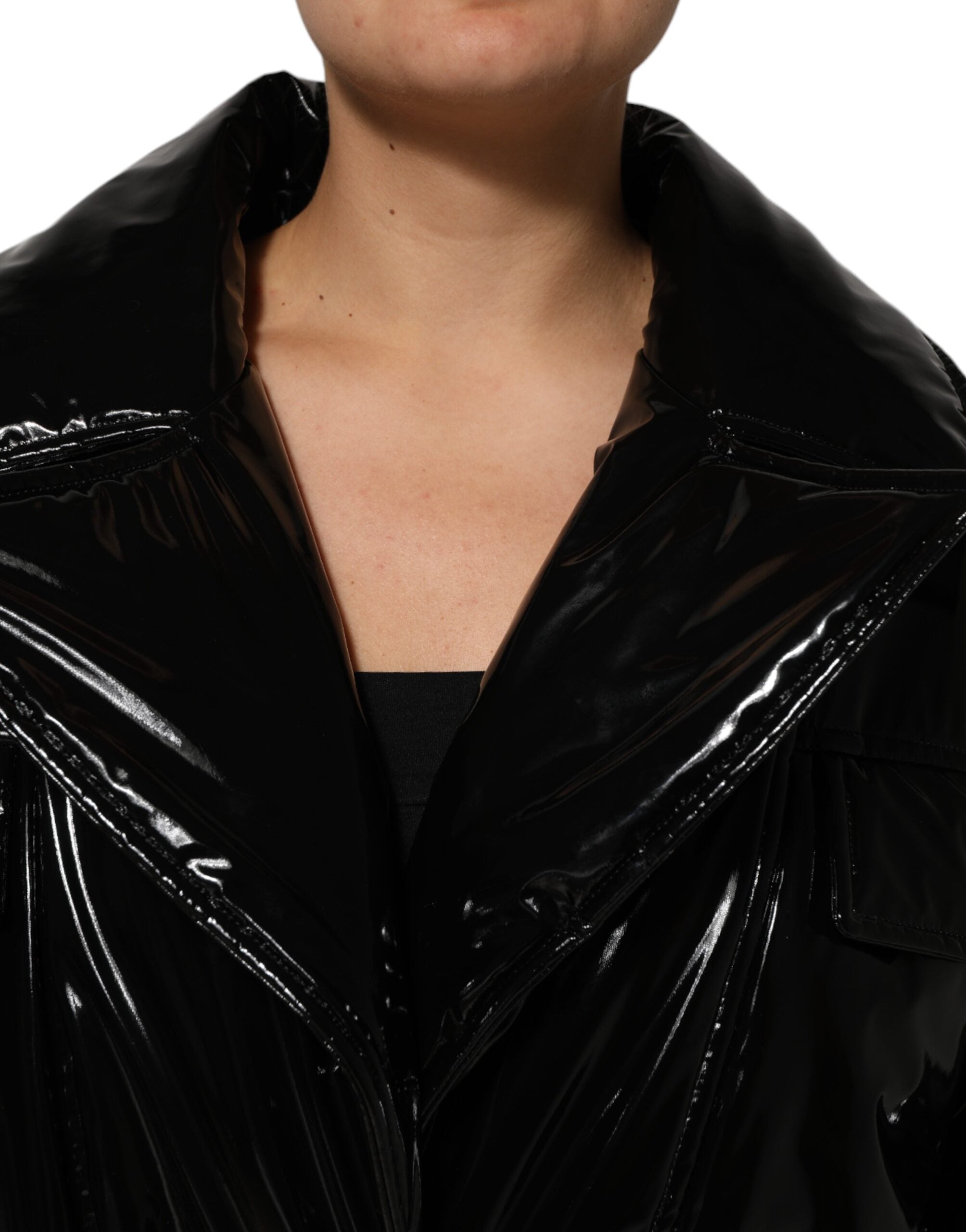 Dolce &amp; Gabbana Polyester Sort Quiltet Pufferjakke