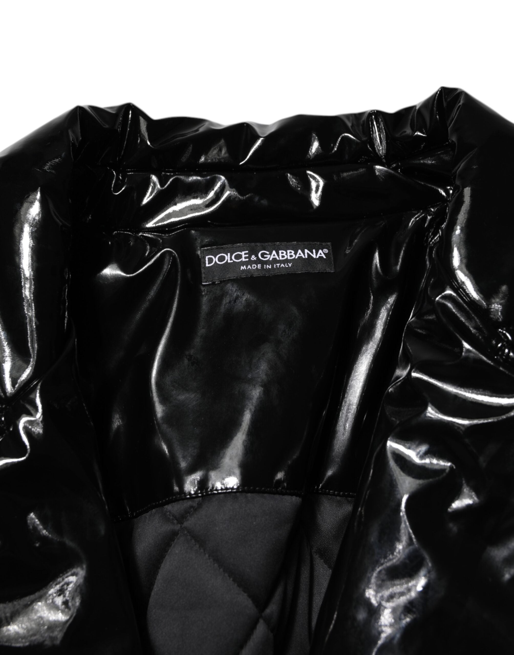 Dolce &amp; Gabbana Polyester Sort Quiltet Pufferjakke