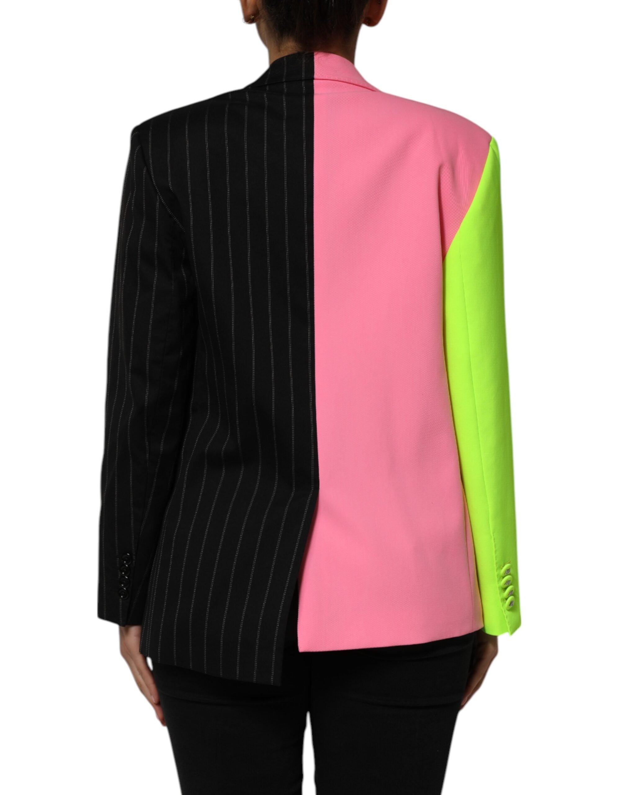 Dolce &amp; Gabbana Multicolor Patchwork-udsmykket frakkejakke
