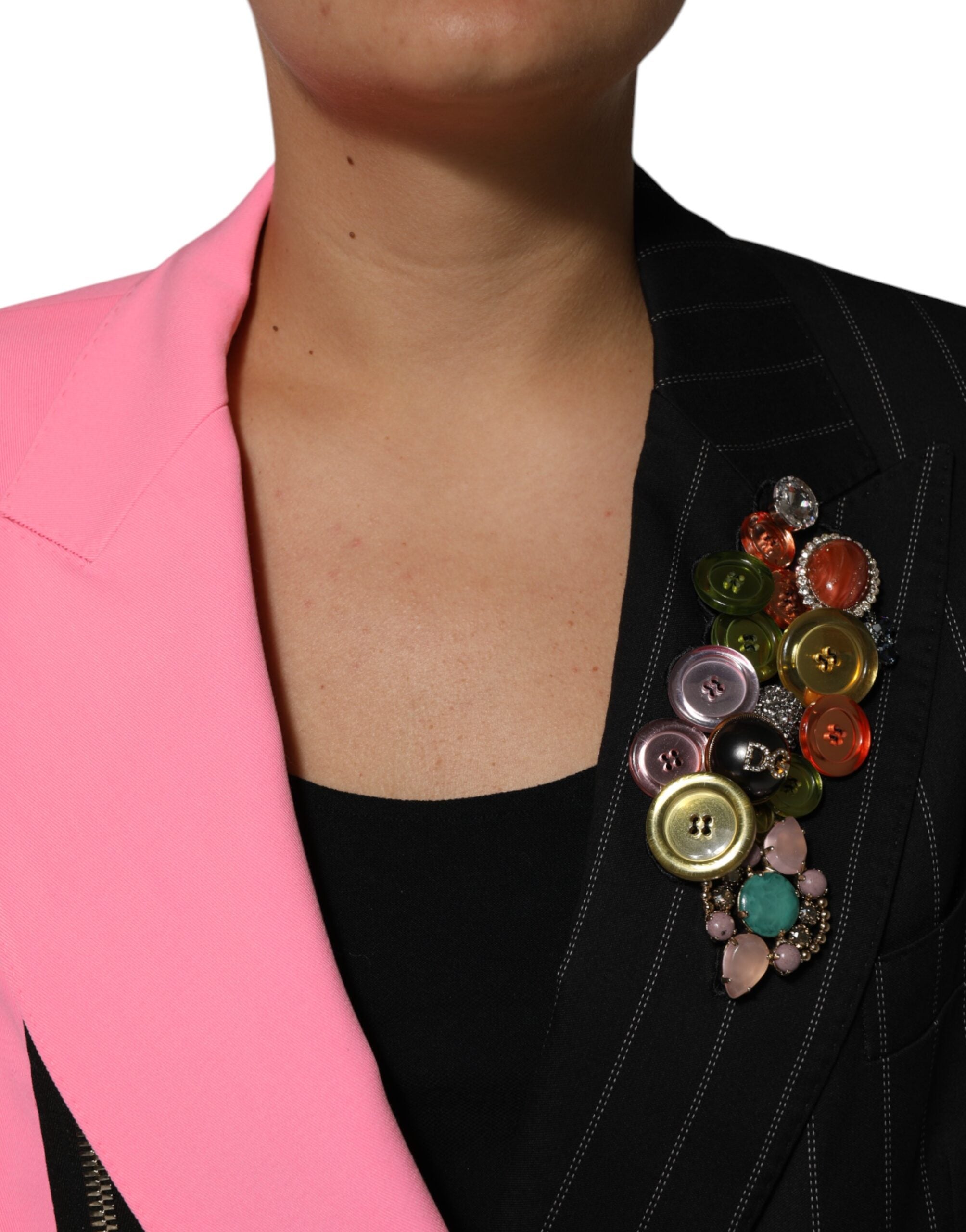 Dolce &amp; Gabbana Multicolor Patchwork-udsmykket frakkejakke