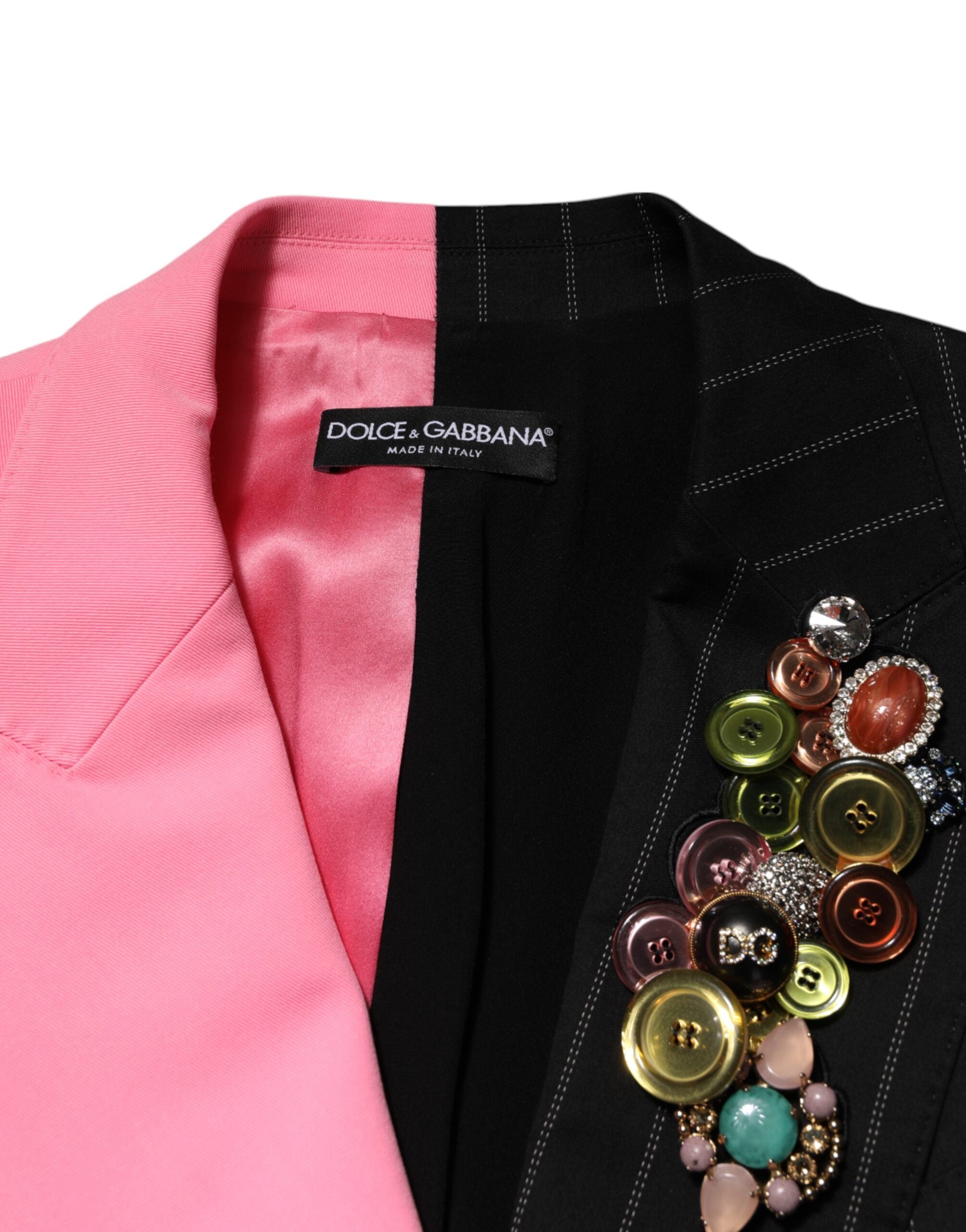 Dolce &amp; Gabbana Multicolor Patchwork-udsmykket frakkejakke