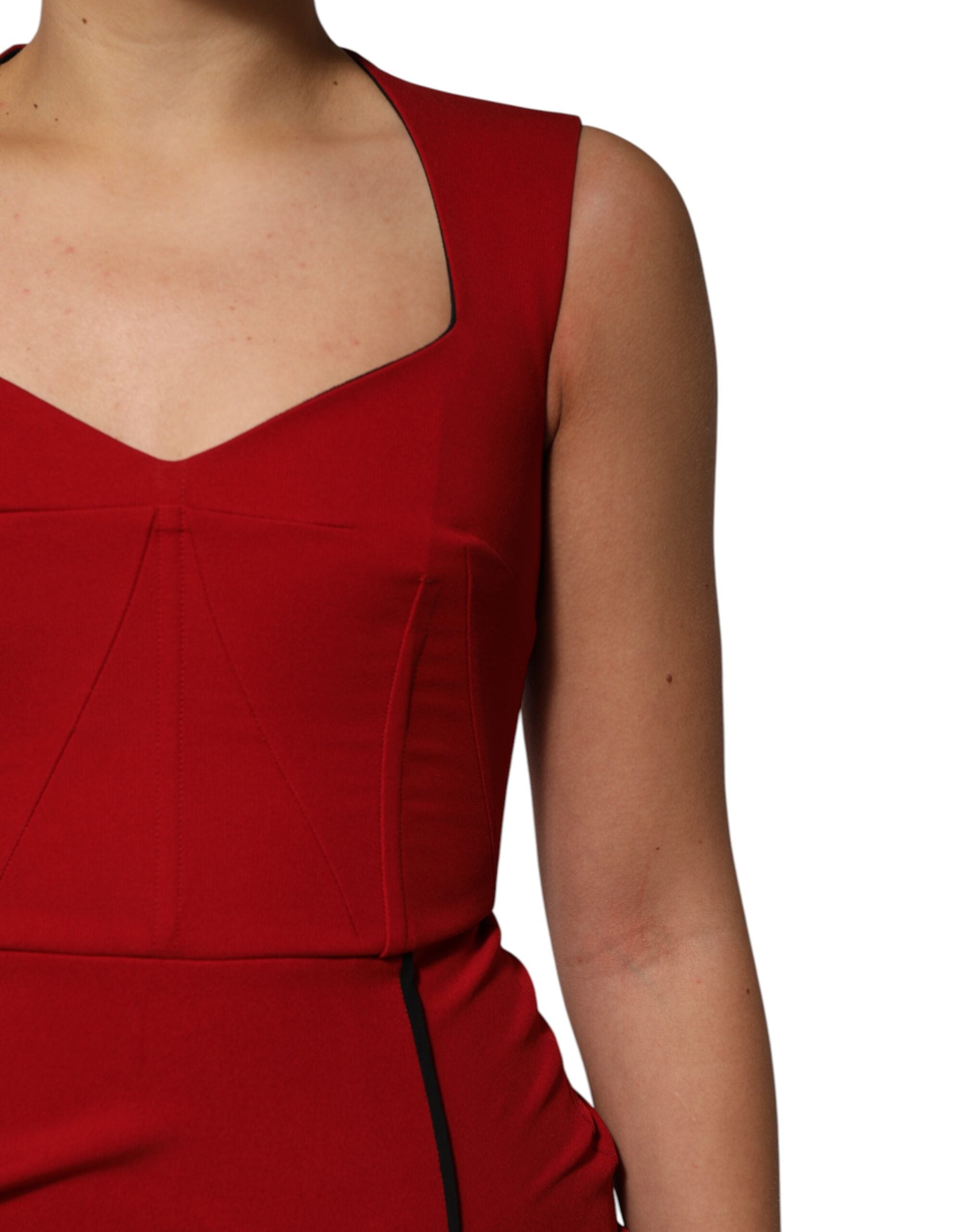 Dolce &amp; Gabbana Rød Viskose Stretch Slit Skede Midikjole