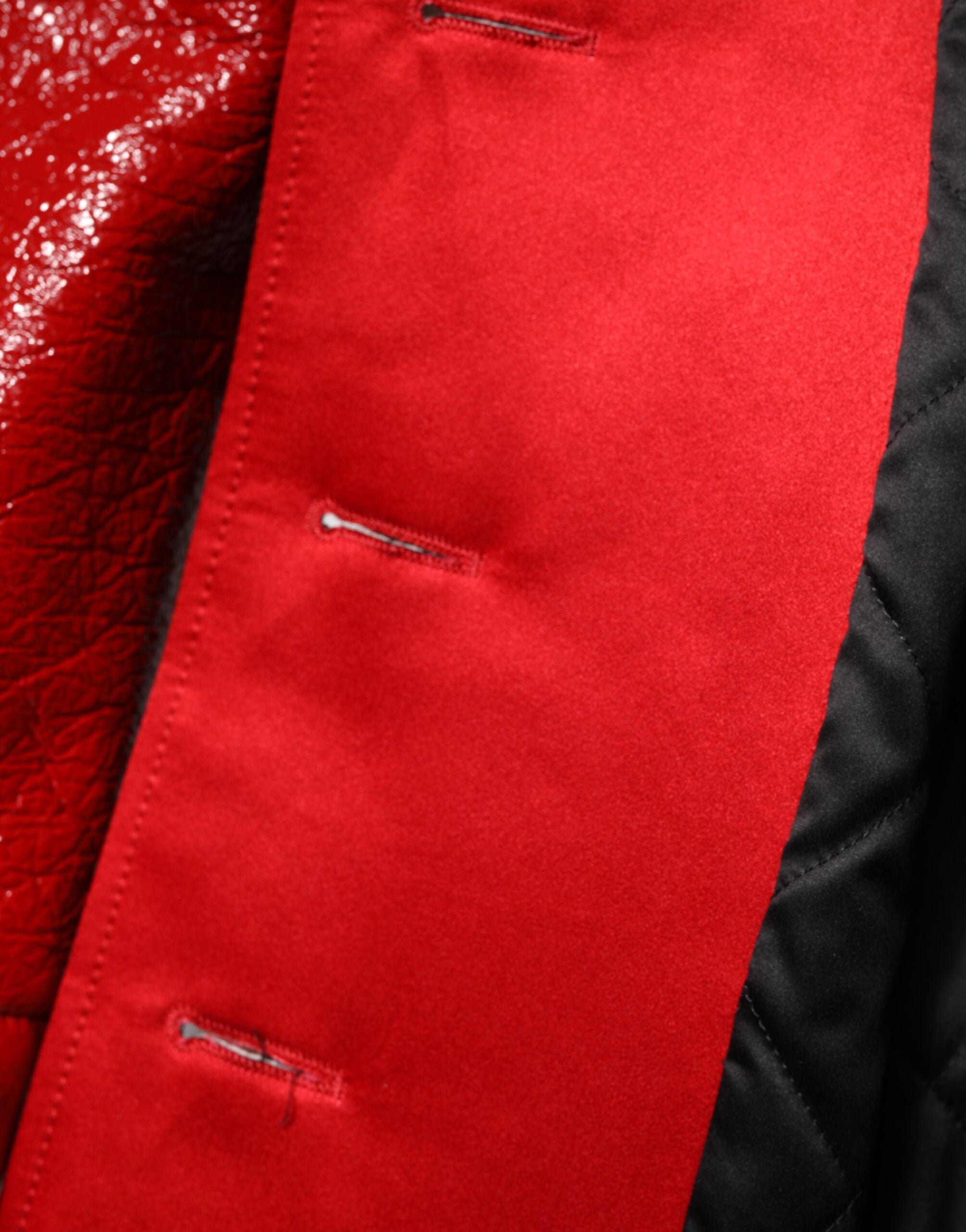 Dolce & Gabbana Red Wool Single Breasted Trench Coat Jacket