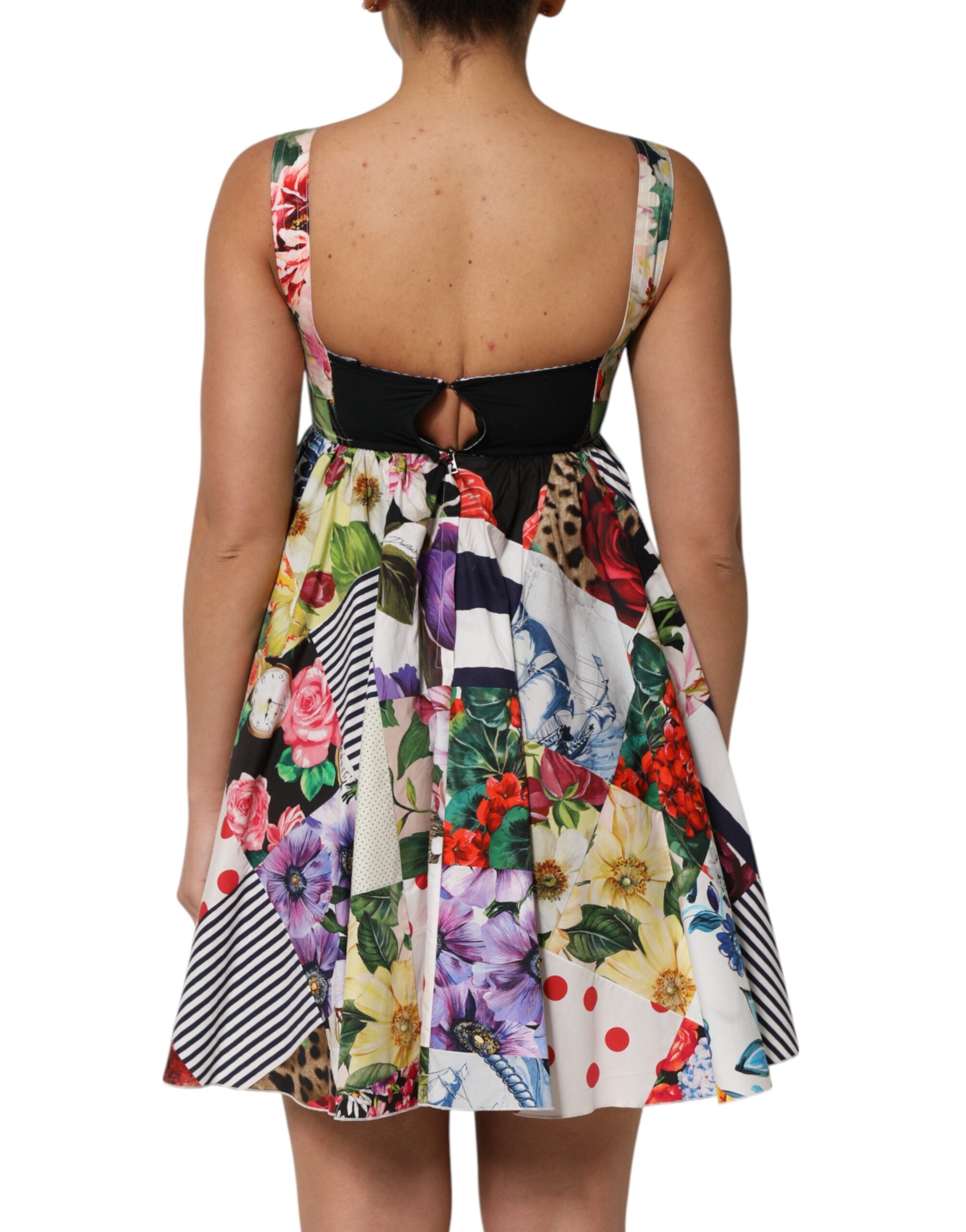 Dolce &amp; Gabbana Multifarvet Patchwork Bomulds Aline Minikjole