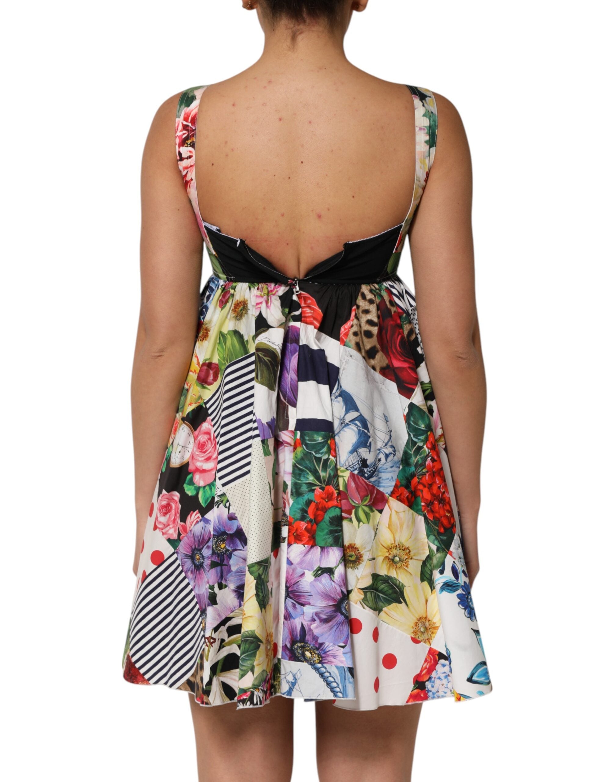 Dolce &amp; Gabbana Multifarvet Patchwork Bomulds Aline Minikjole
