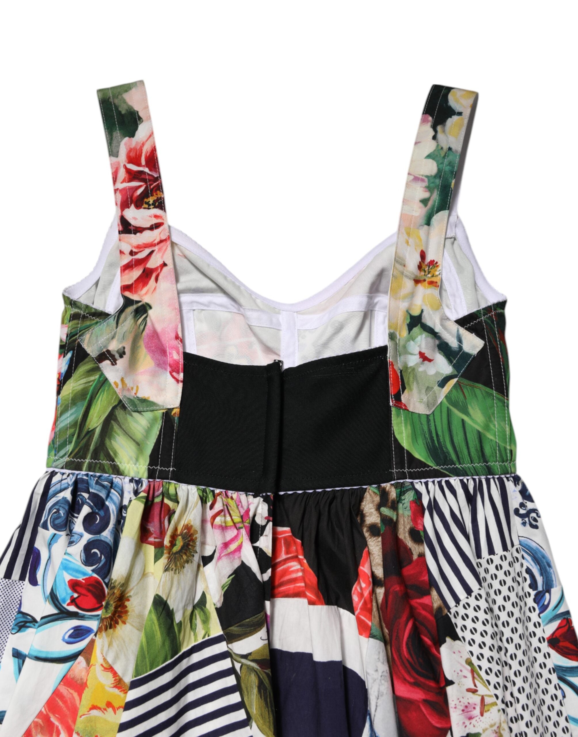 Dolce &amp; Gabbana Multifarvet Patchwork Bomulds Aline Minikjole