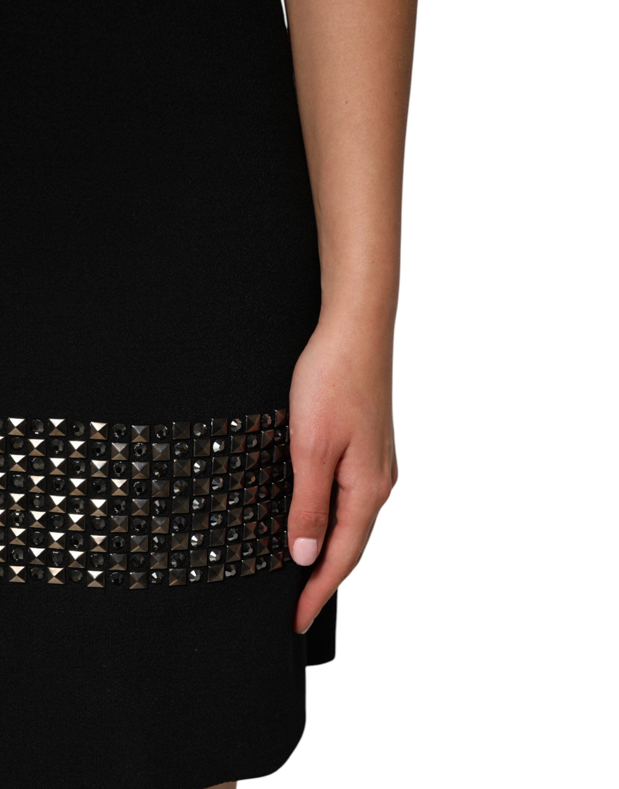 Dolce &amp; Gabbana Sort Krystaludsmykket Minikjole med Krave