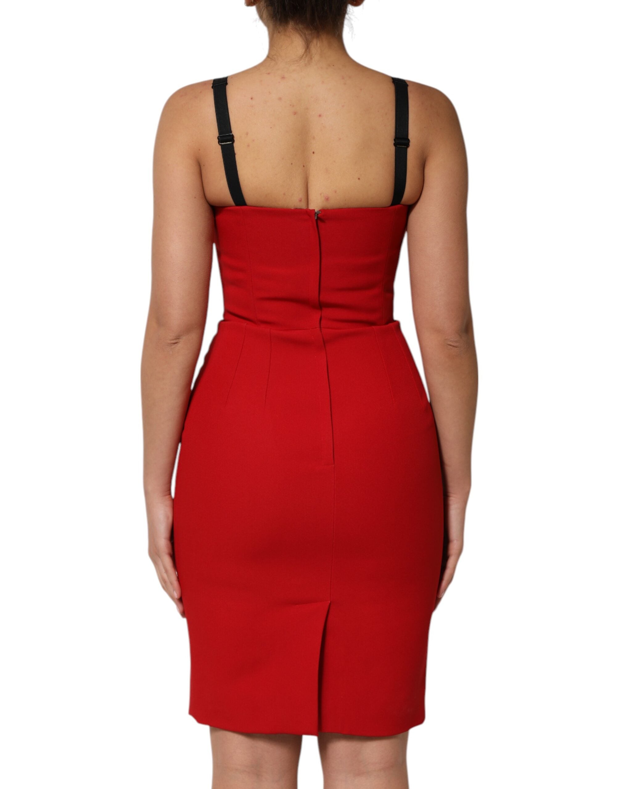 Dolce &amp; Gabbana Rød Stretch Bodycon Skede Knælang Kjole