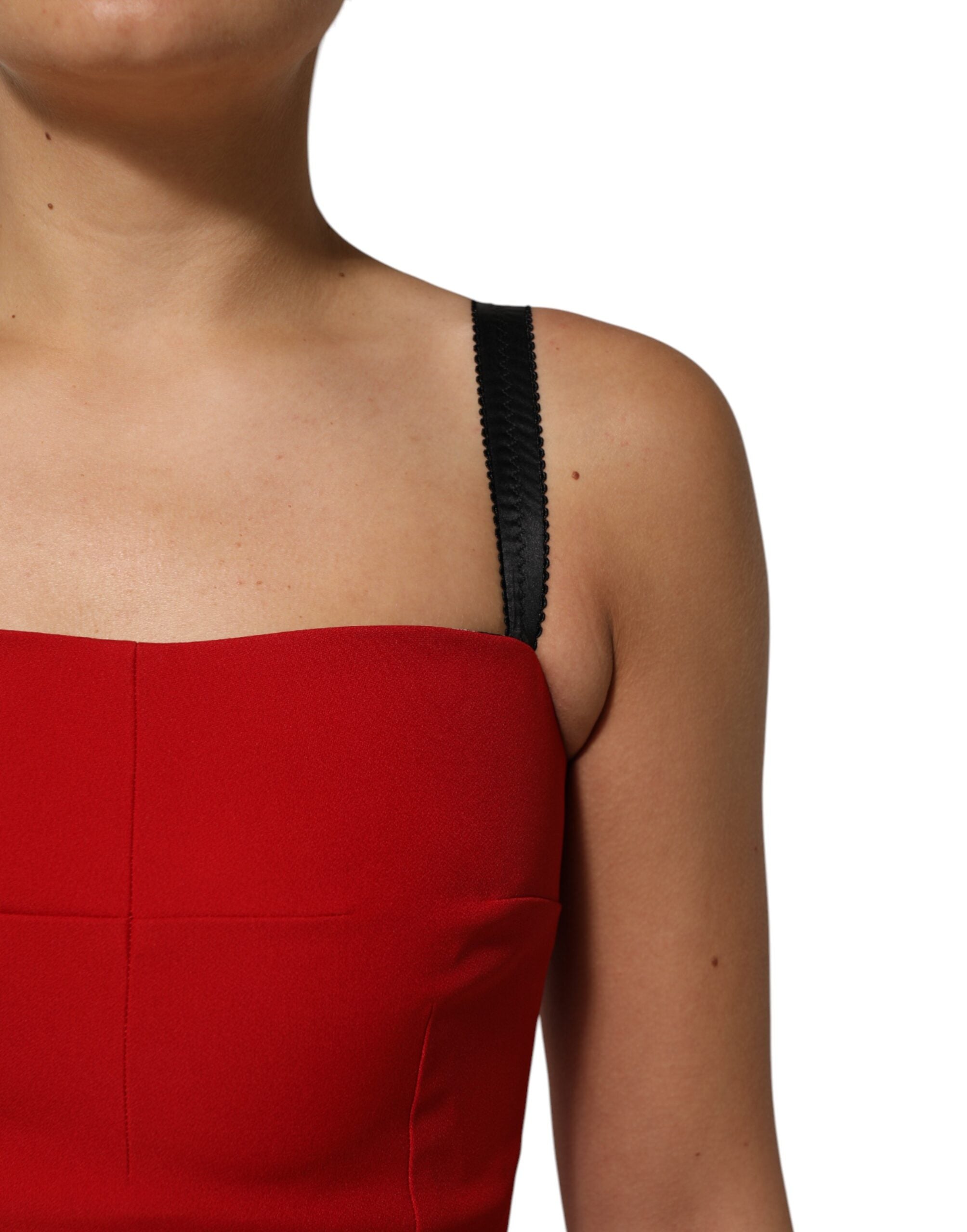 Dolce &amp; Gabbana Rød Stretch Bodycon Skede Knælang Kjole