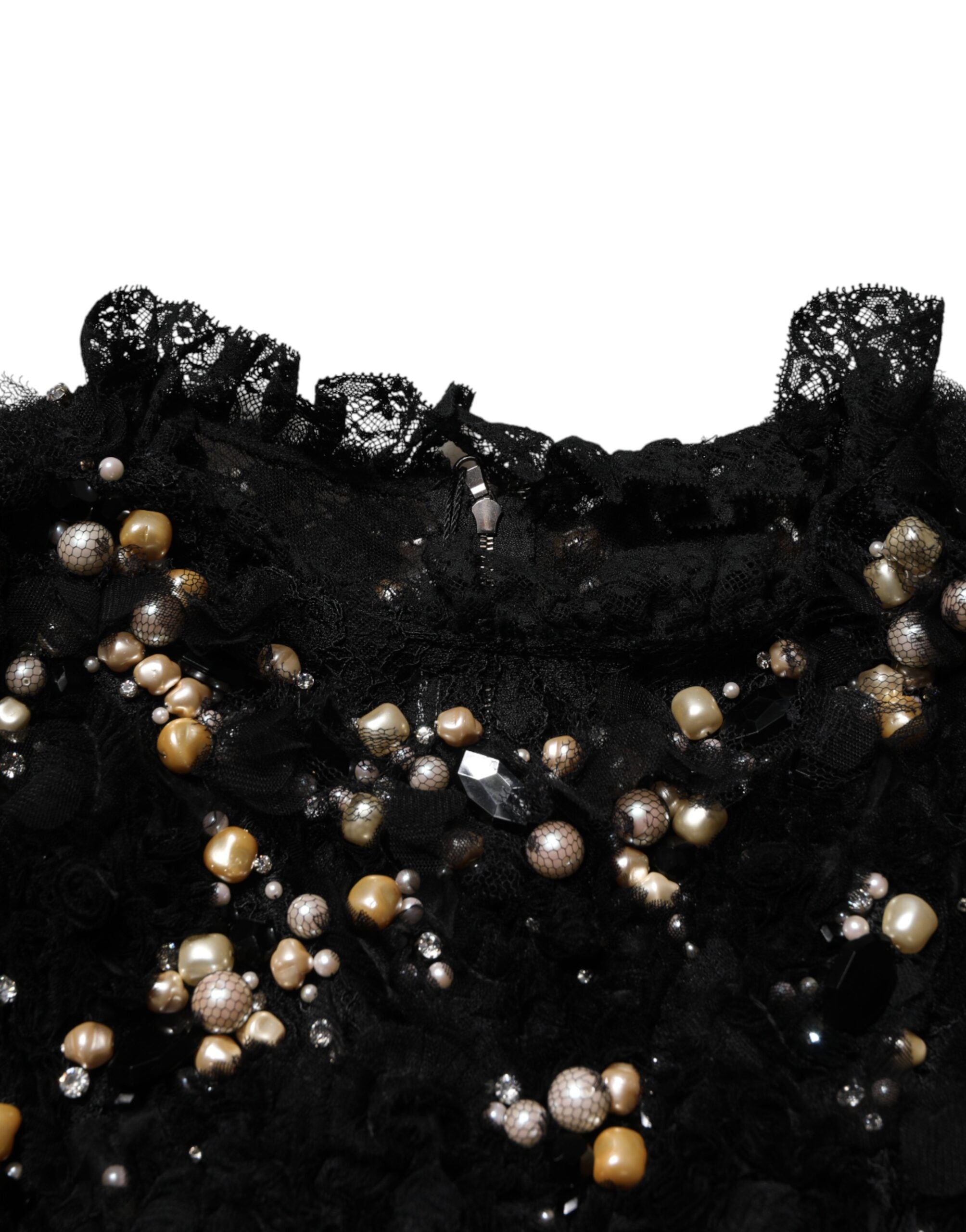 Dolce &amp; Gabbana Svart Viskos Pärlprydnad Shiftklänning