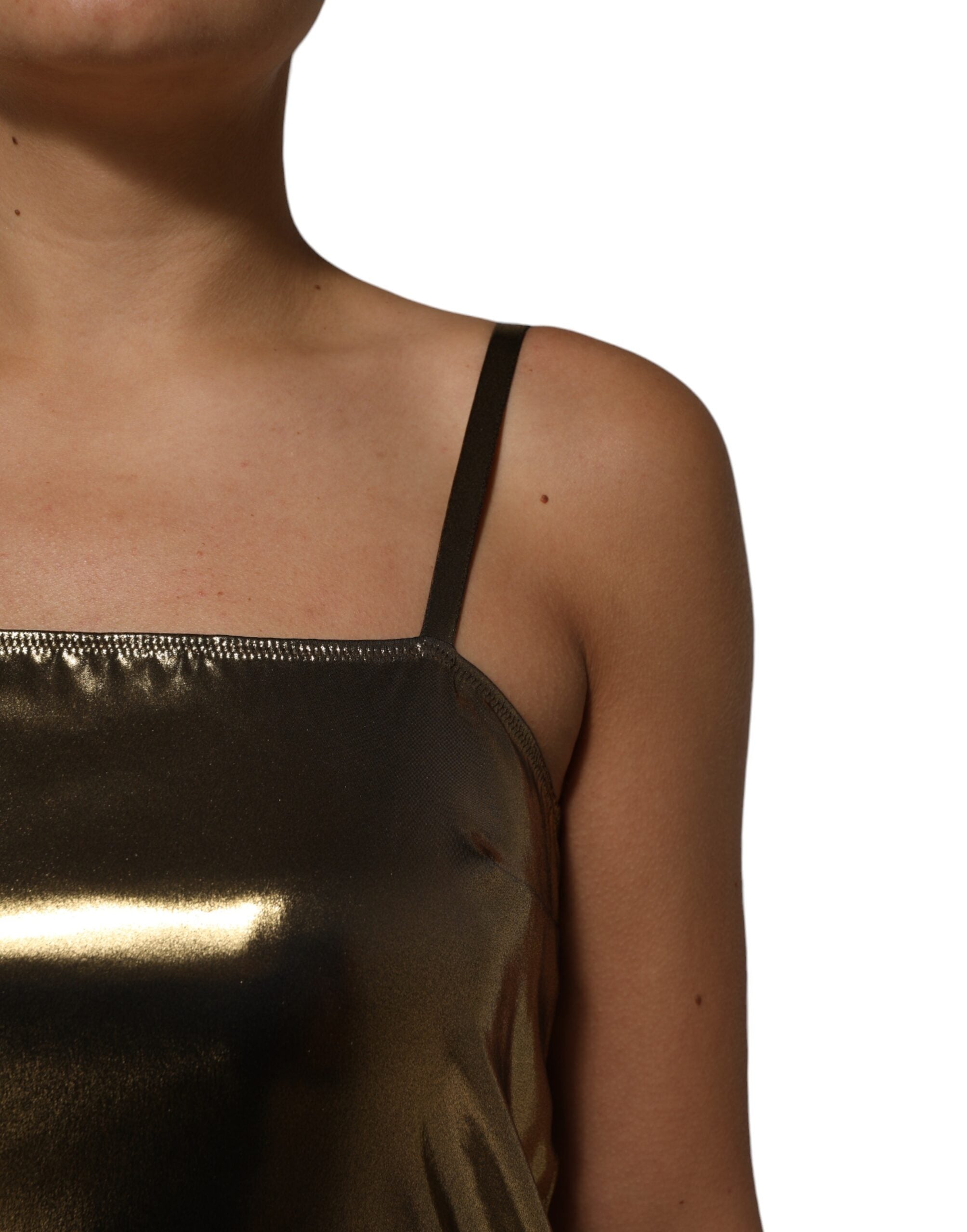 Dolce &amp; Gabbana Metallic Gold Ærmeløs A-linje Minikjole