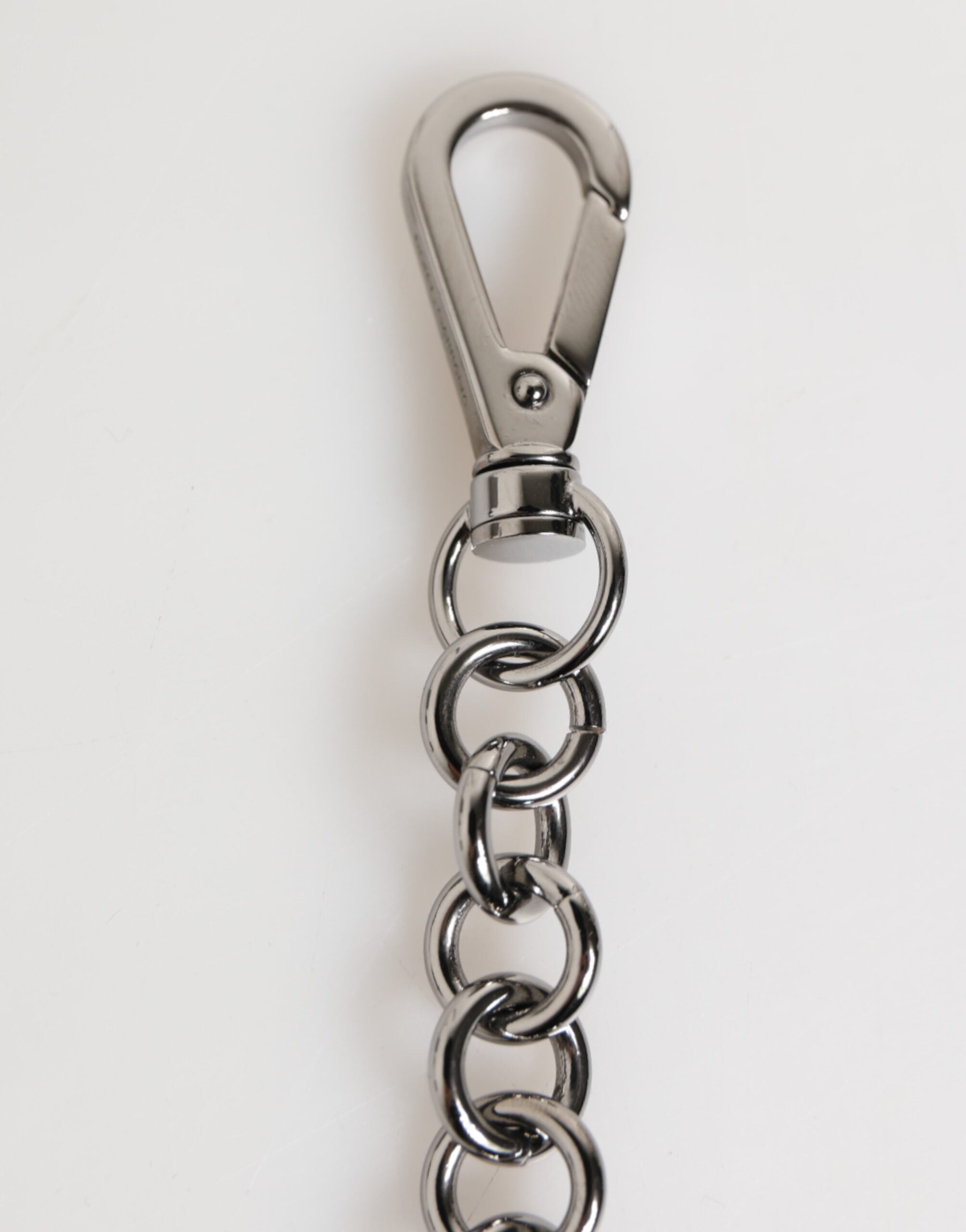 Dolce &amp; Gabbana Svartvit DG Gummilogotyp Silver Herrnyckelring Nyckelring