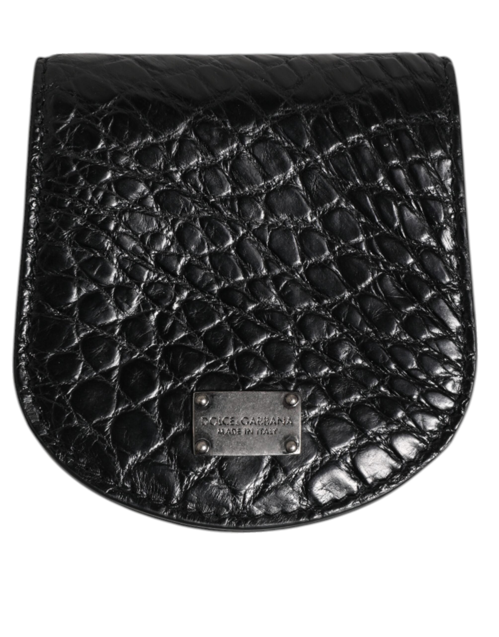 Dolce &amp; Gabbana Svart Kondomfodral med Mynt och Exotisk Hud, Plånbok