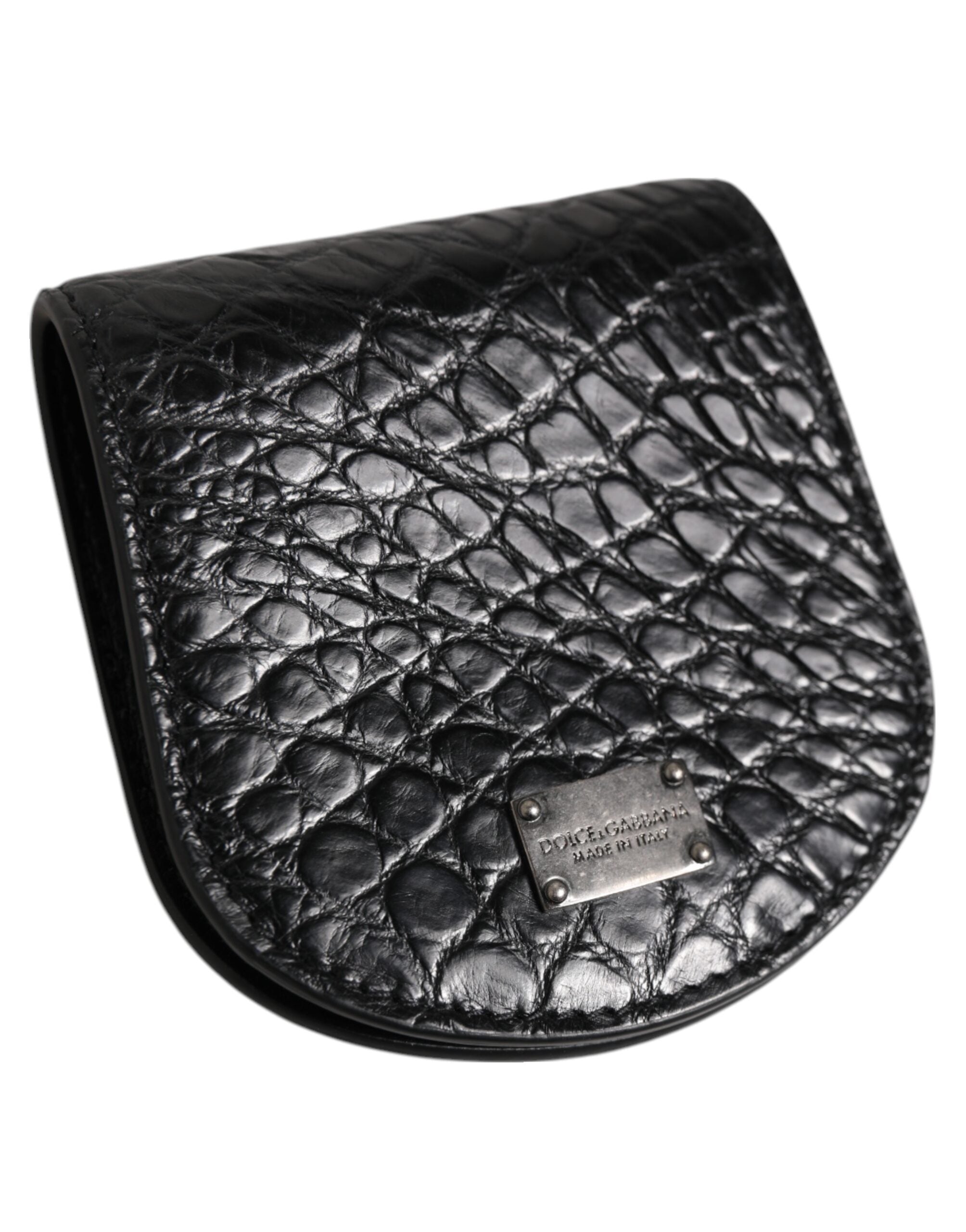 Dolce &amp; Gabbana Svart Kondomfodral med Mynt och Exotisk Hud, Plånbok