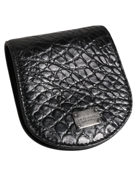 Dolce &amp; Gabbana Svart Kondomfodral med Mynt och Exotisk Hud, Plånbok