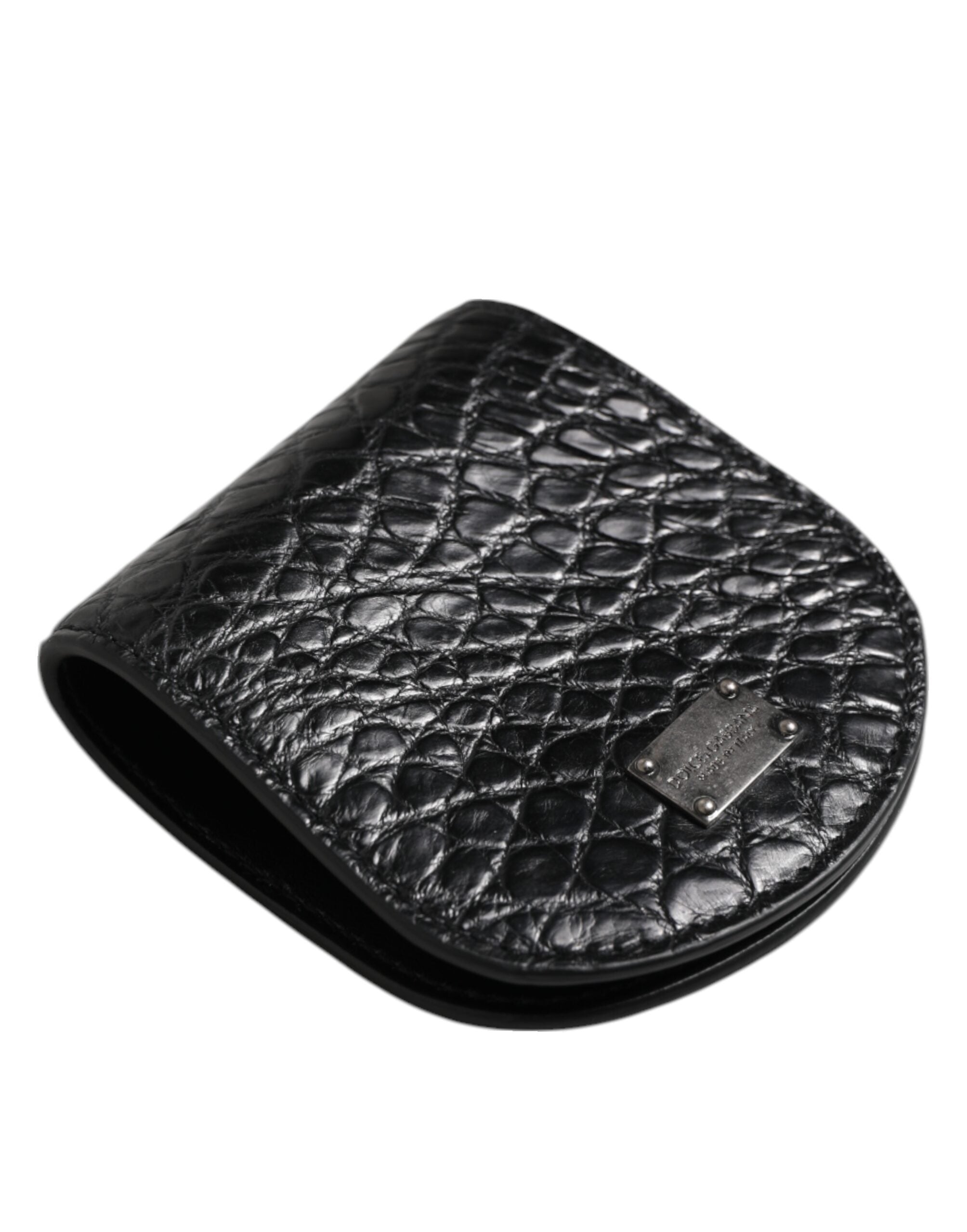 Dolce &amp; Gabbana Svart Kondomfodral med Mynt och Exotisk Hud, Plånbok